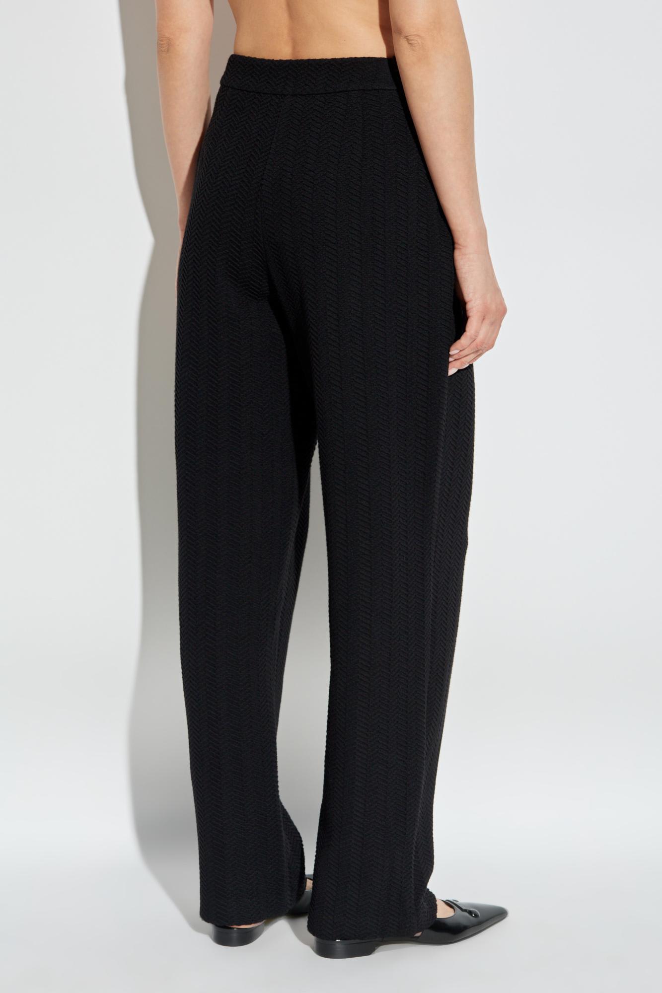 Emporio Armani Asv Chevron Motif Jersey Trousers With Pleats In Black