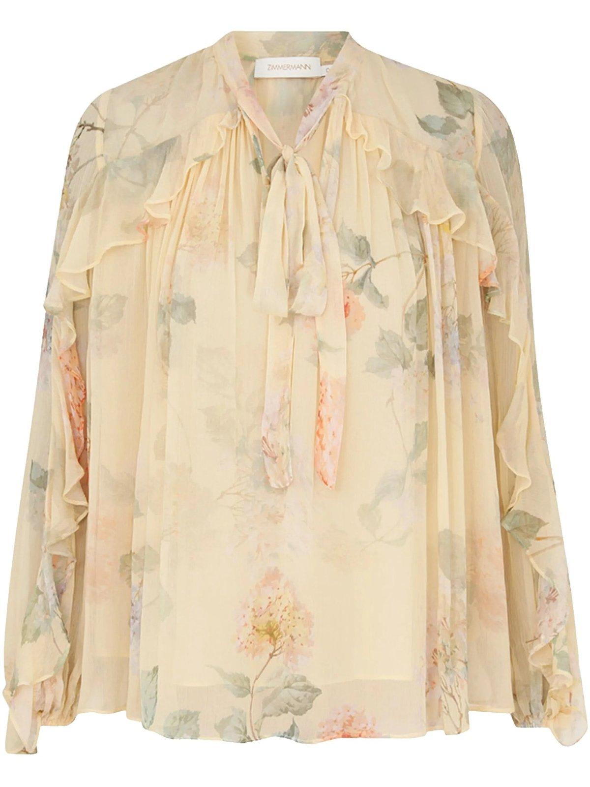 ZIMMERMANN FLORAL RUFFLE BLOUSE