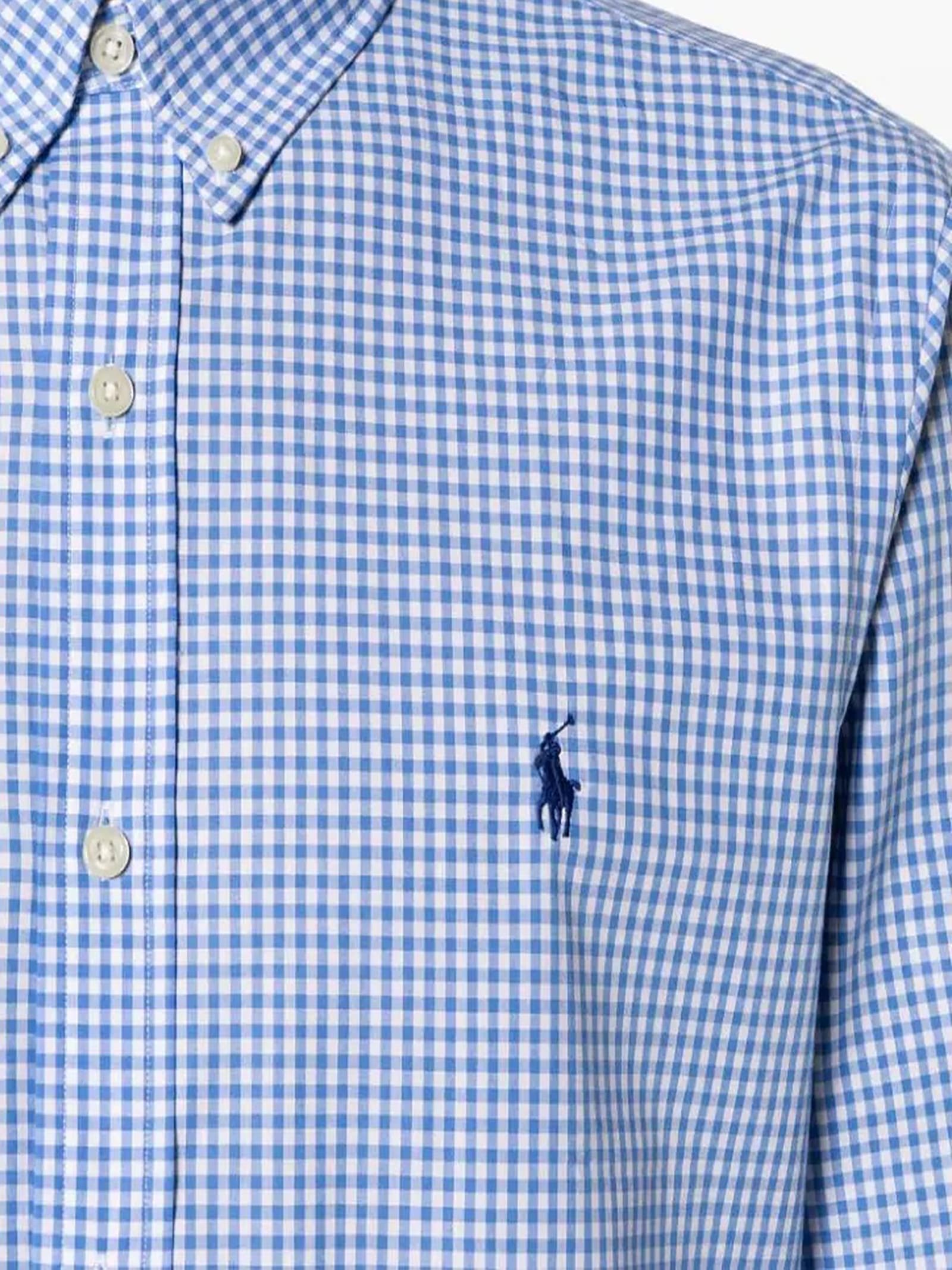 Shop Ralph Lauren Gingham-check Long-sleeve Shirt In Blue