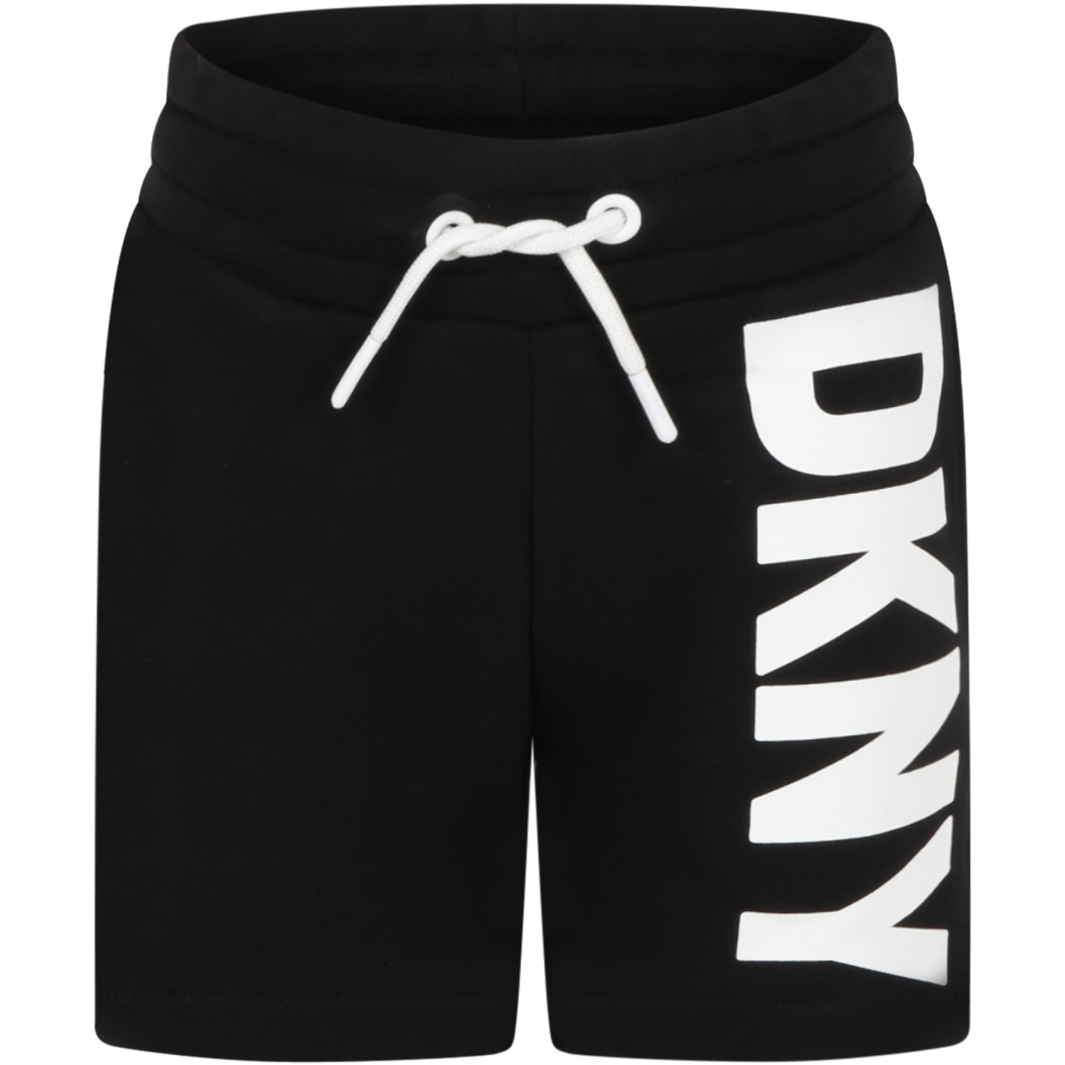 DKNY Black Shorts For Girl With White Logo