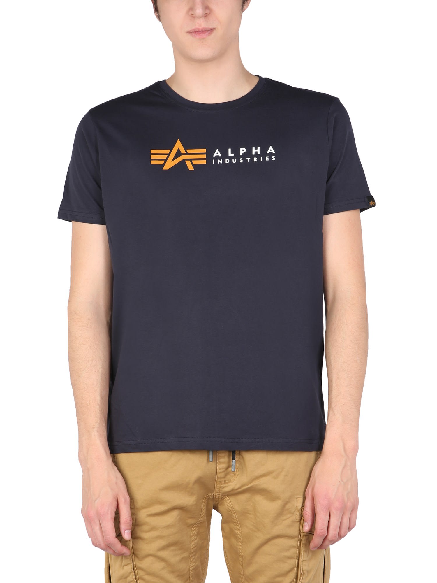 Alpha Industries Logo Print T-shirt In Blu