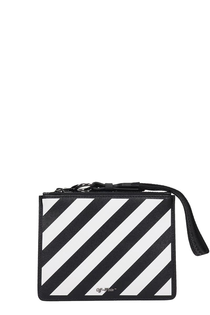 OFF-WHITE DIAG POUCH CLUTCH IN BLACK LEATHER,11213869
