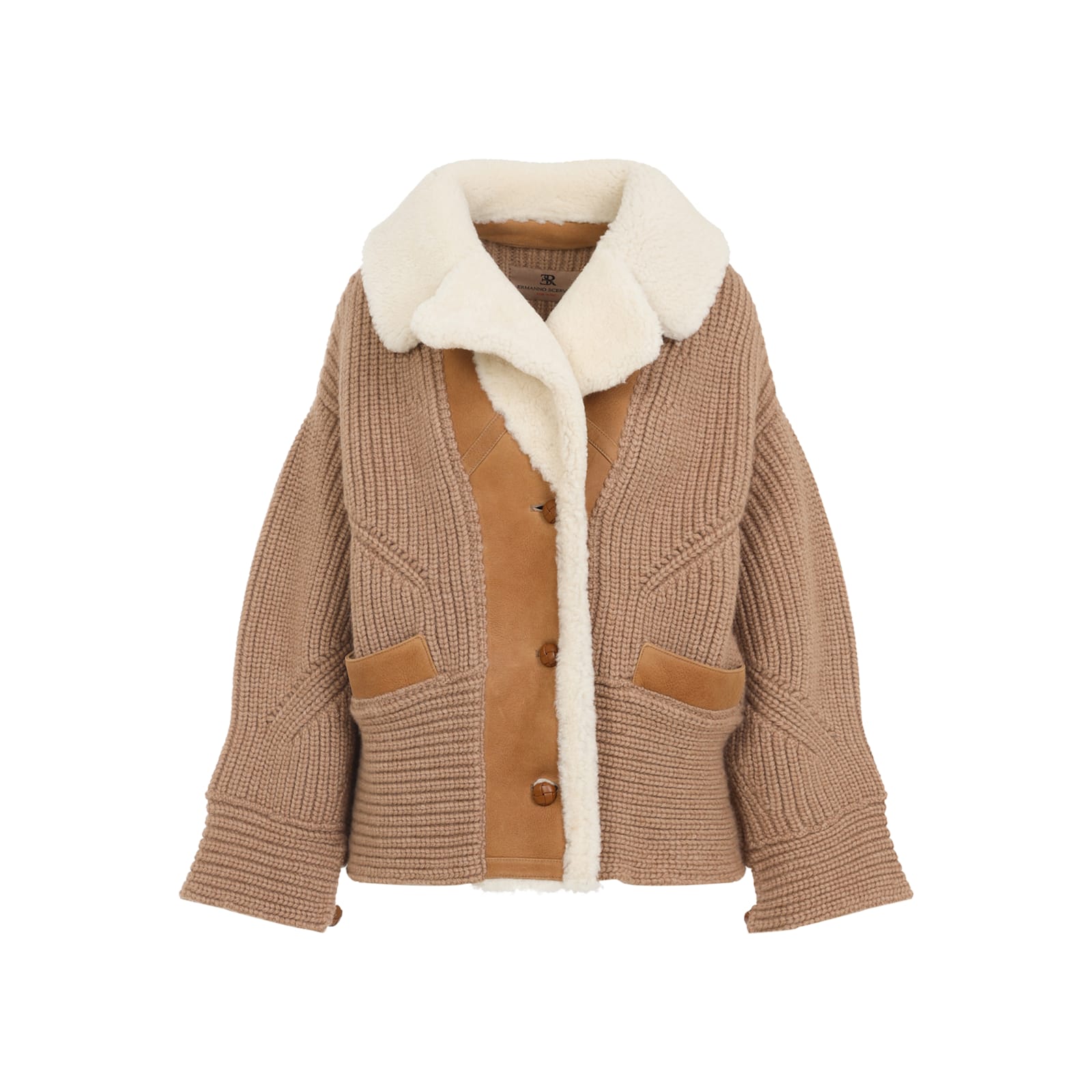 Ermanno Scervino Knit Coat In Brown