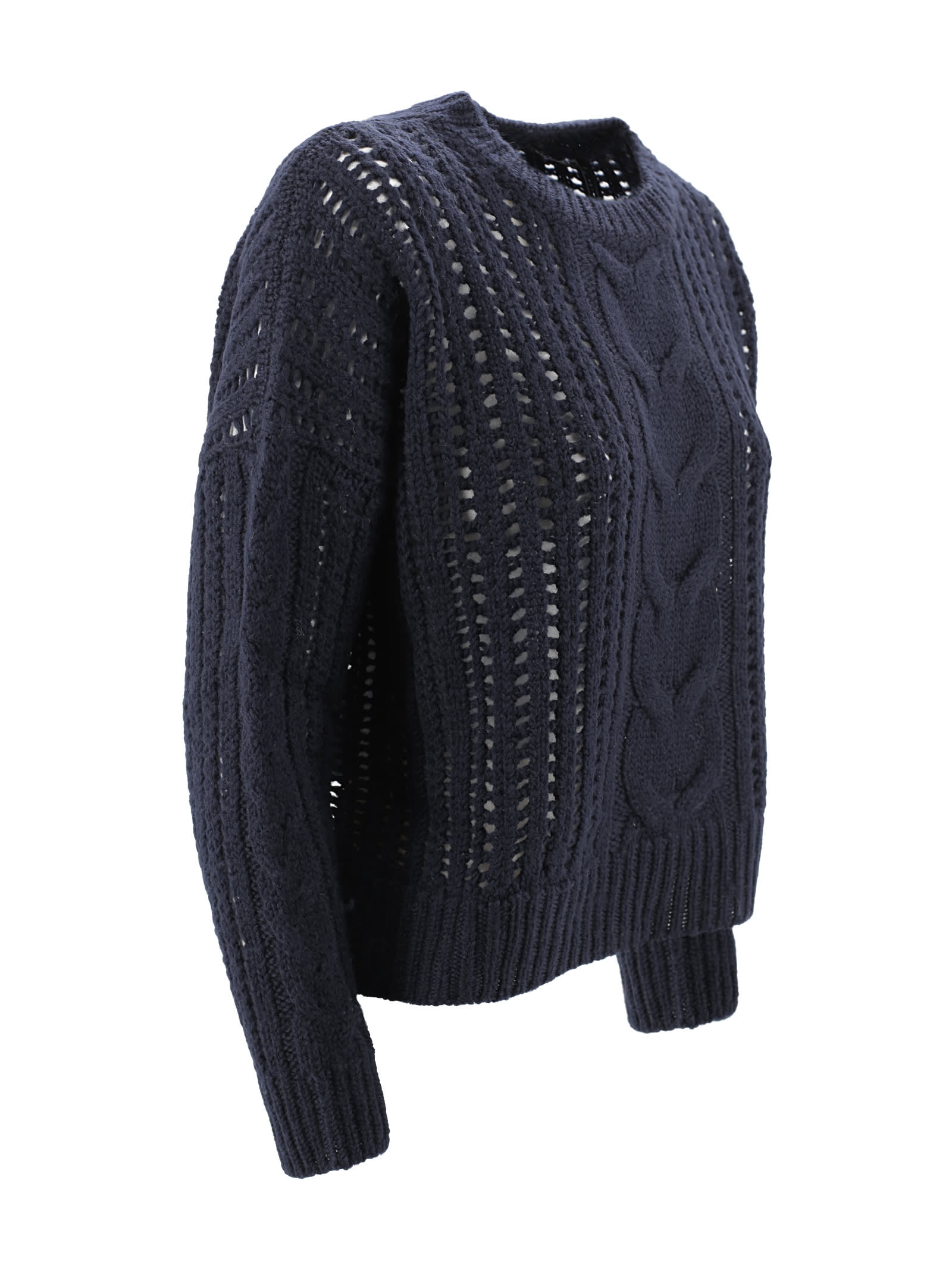 Shop Weekend Max Mara Oversized Wool Sweater In Blue