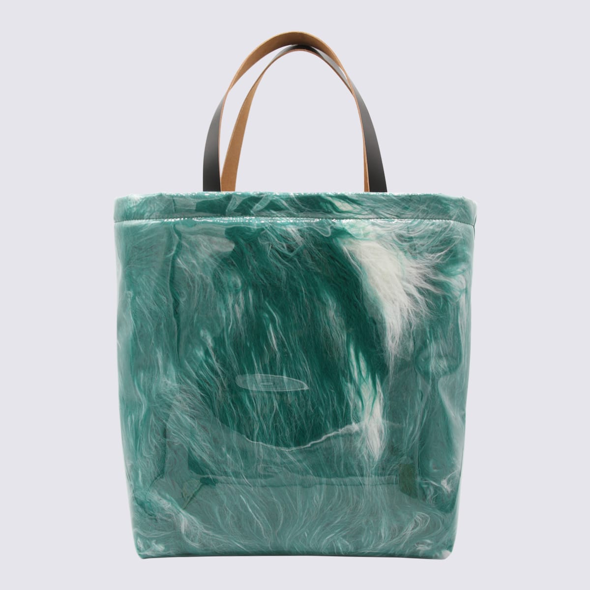Marni Emerald Green Faux Fur-leather Blend Tote Bag In Jade