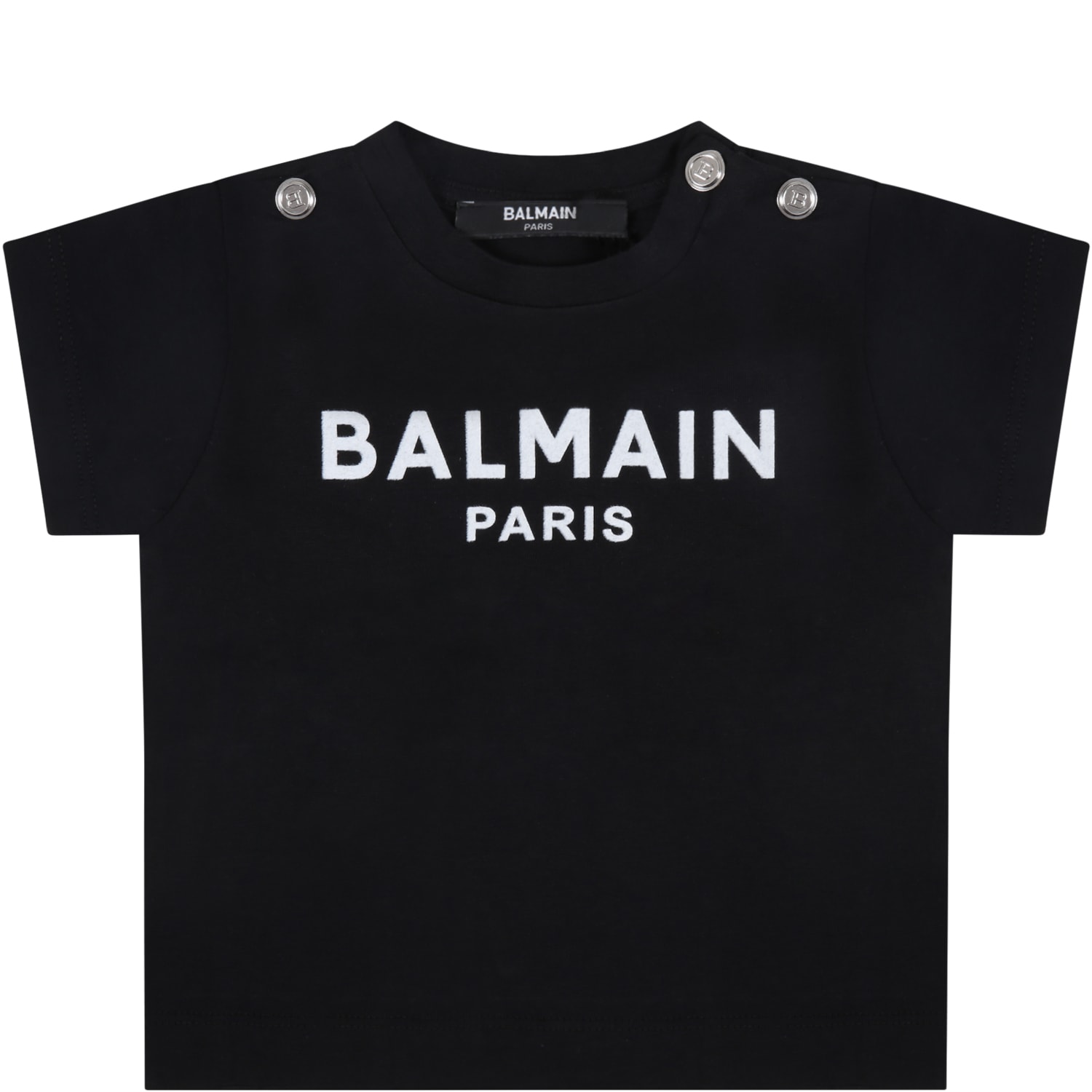 Balmain Black T-shirt For Baby Kids With Logo