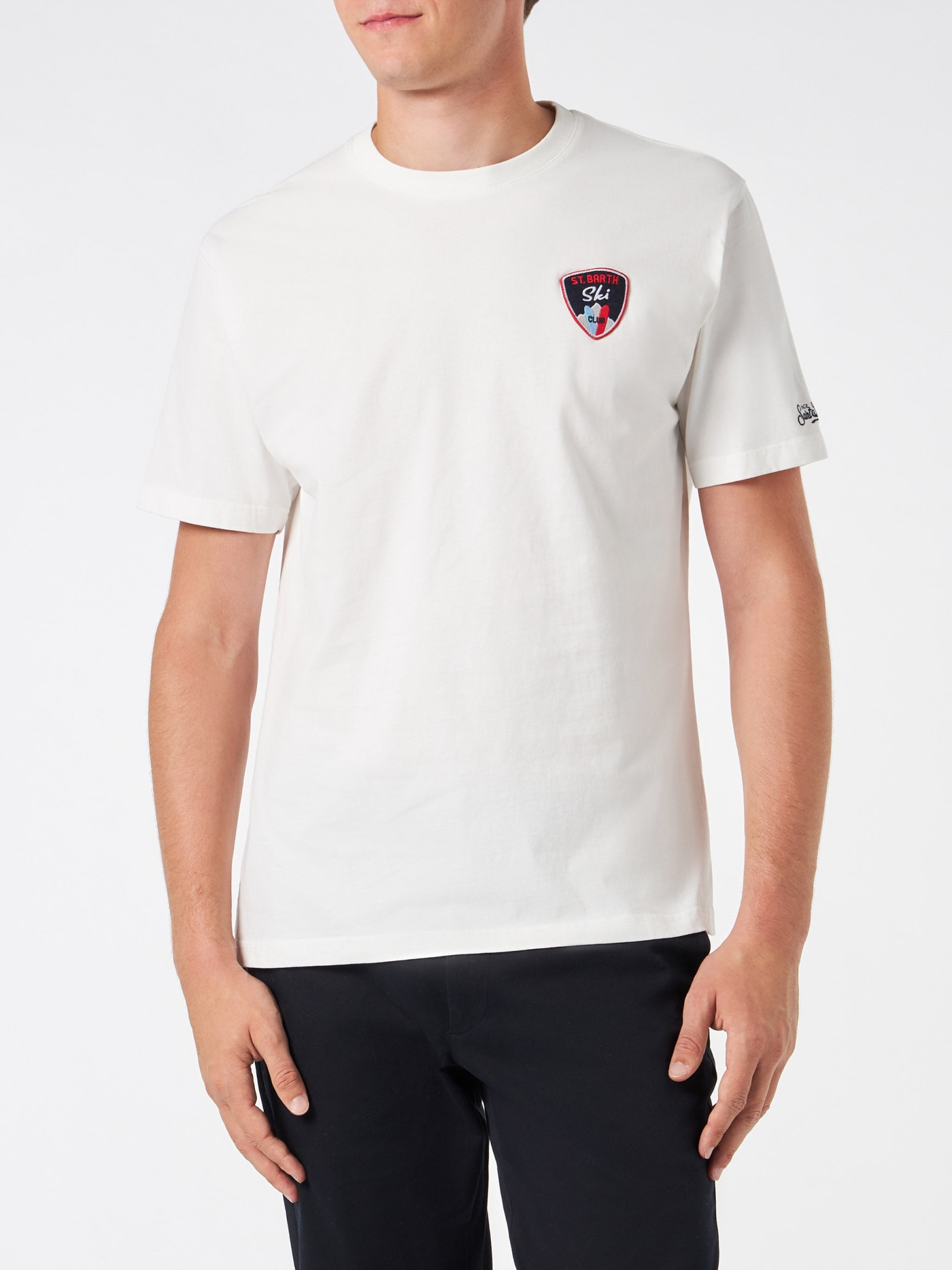 MC2 SAINT BARTH MAN HEAVY COTTON T-SHIRT WITH ST. BARTH SKI PATCH