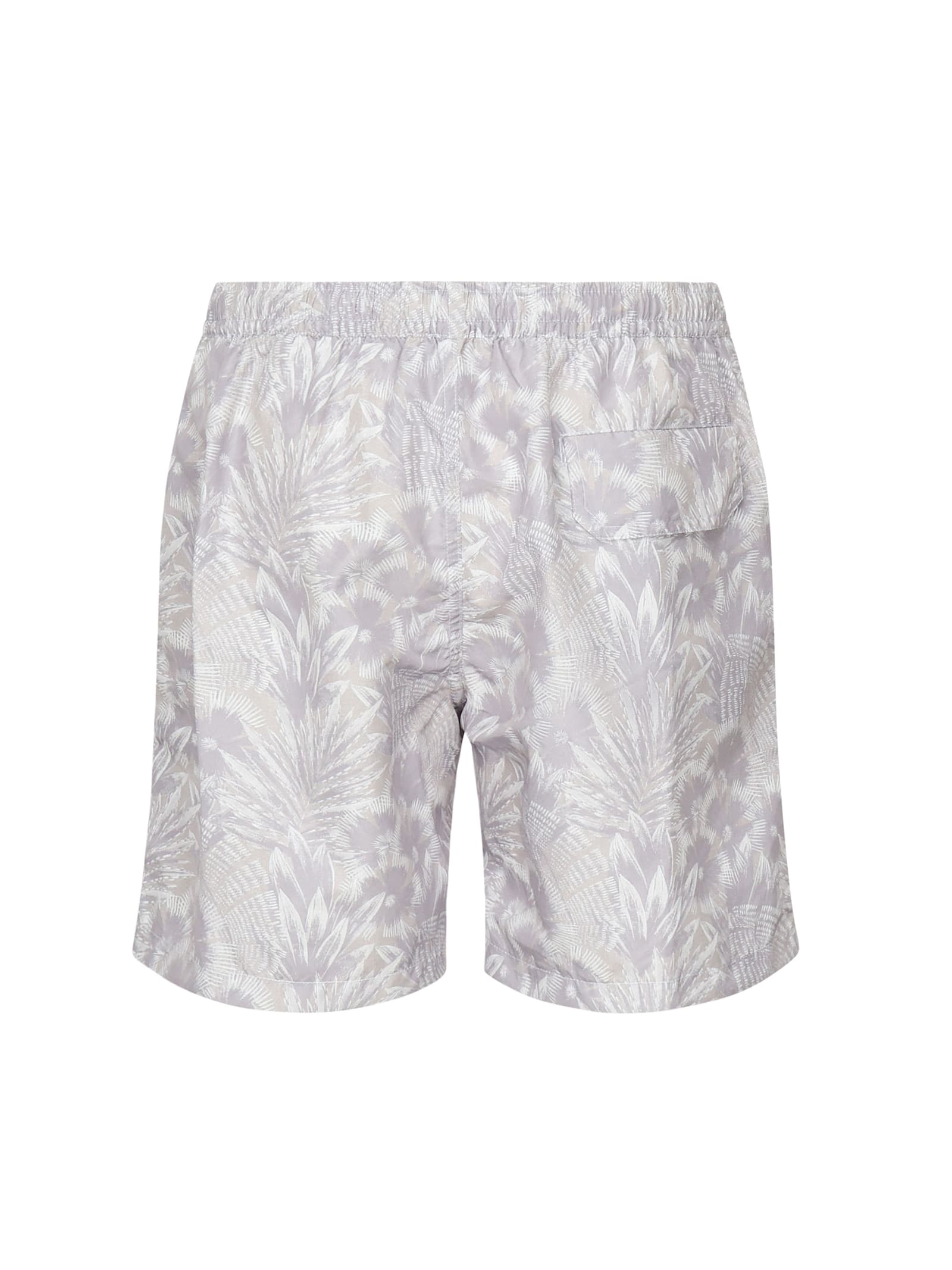 Eleventy Tropical Print Beach Boxer Pockets In Grey
