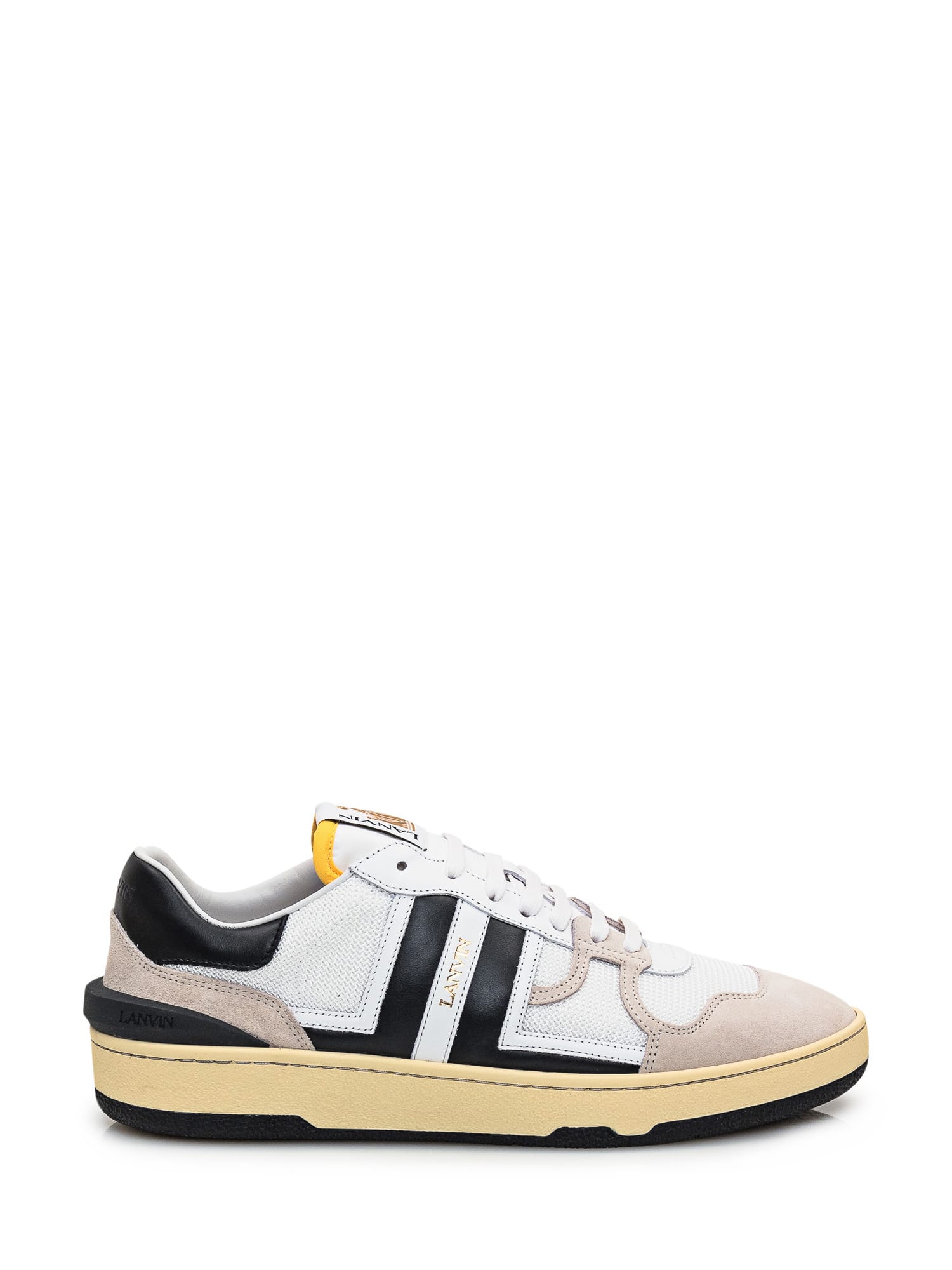 Shop Lanvin Clay Low Top Sneakers In White/black