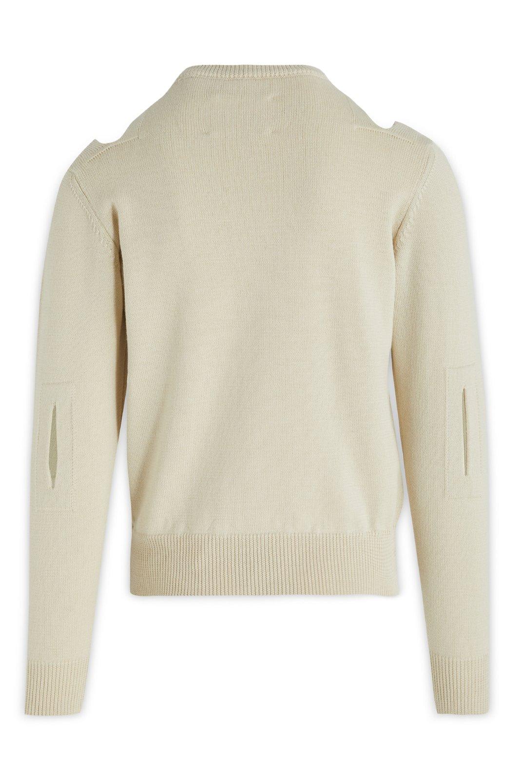 Shop Jil Sander Cut-out Detailed Crewneck Jumper In Neutrals