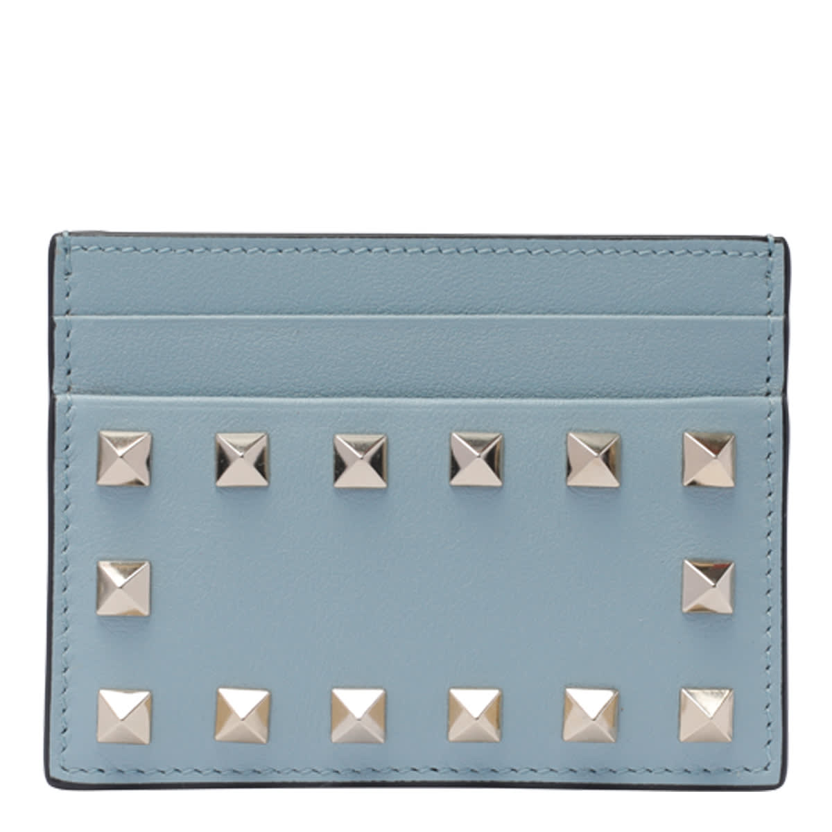 Shop Valentino Rockstud Cards Holder In Blue