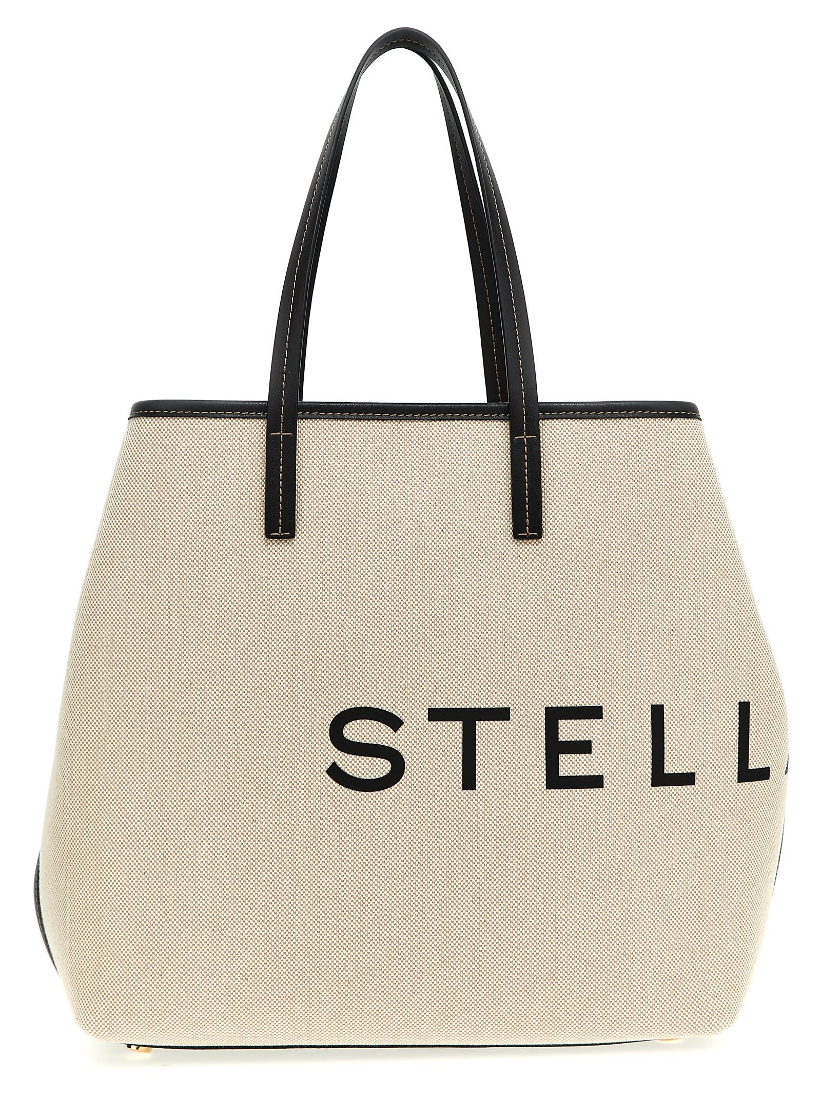 Stella Mccartney Logo Shopping Bag In Beige