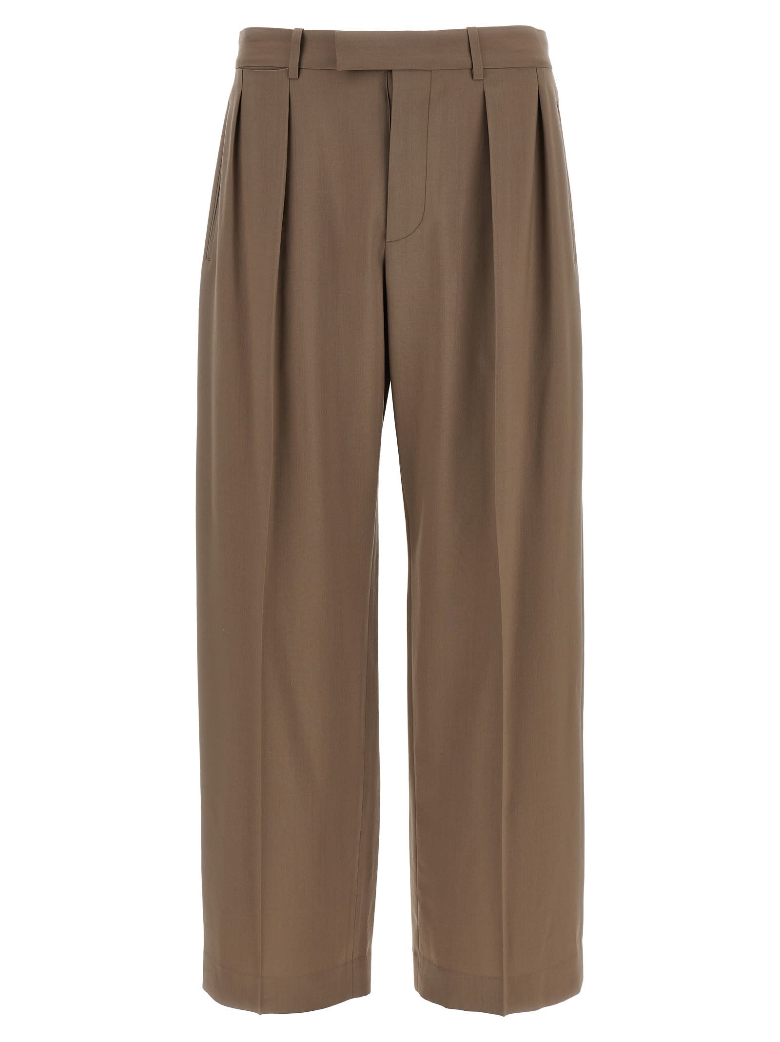 The Row Trousers Front Pleated Belt Loops In Green
