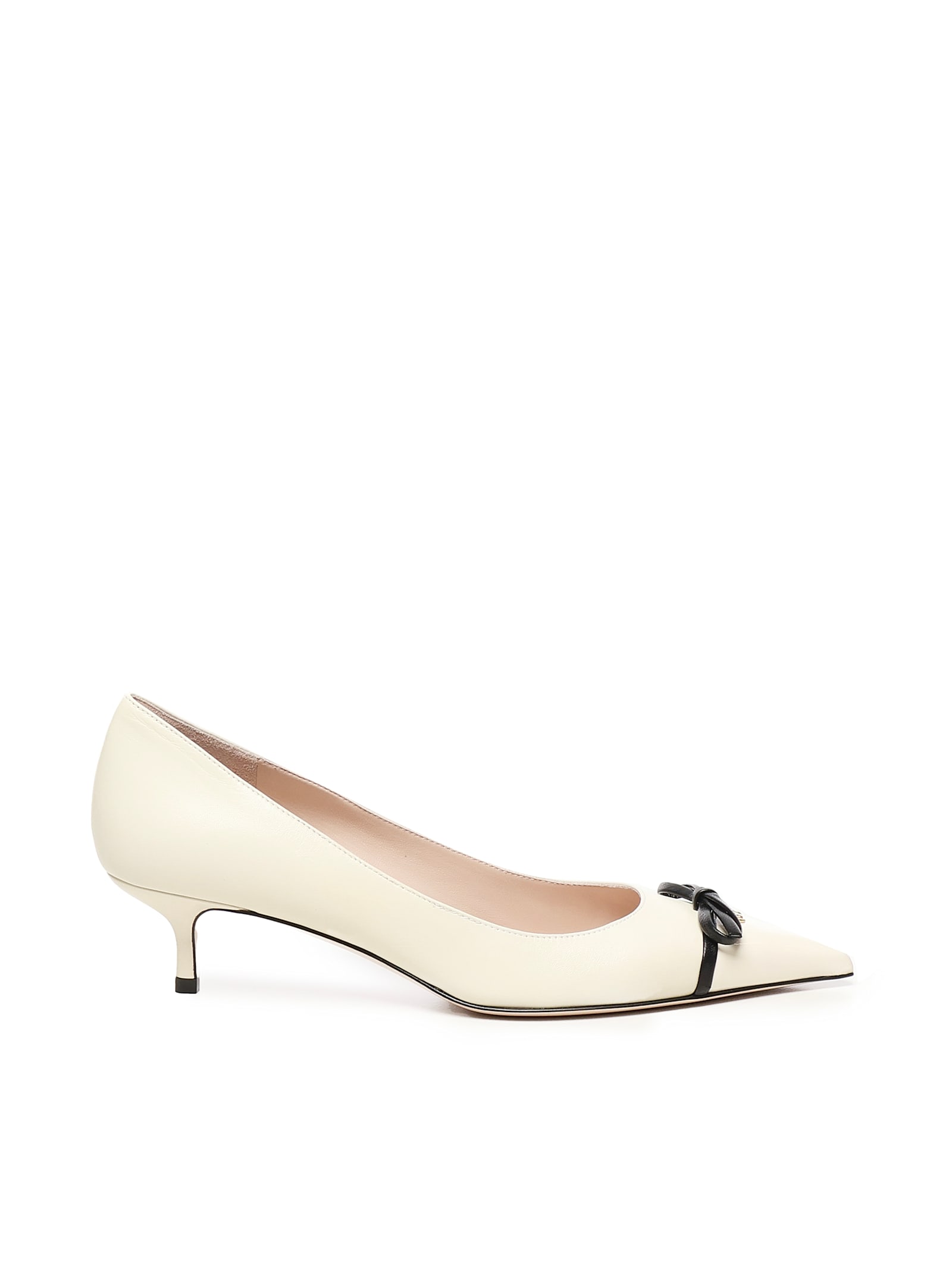 Valentino Bepointy 45 Bow-embellished Two-tone Leather Pumps