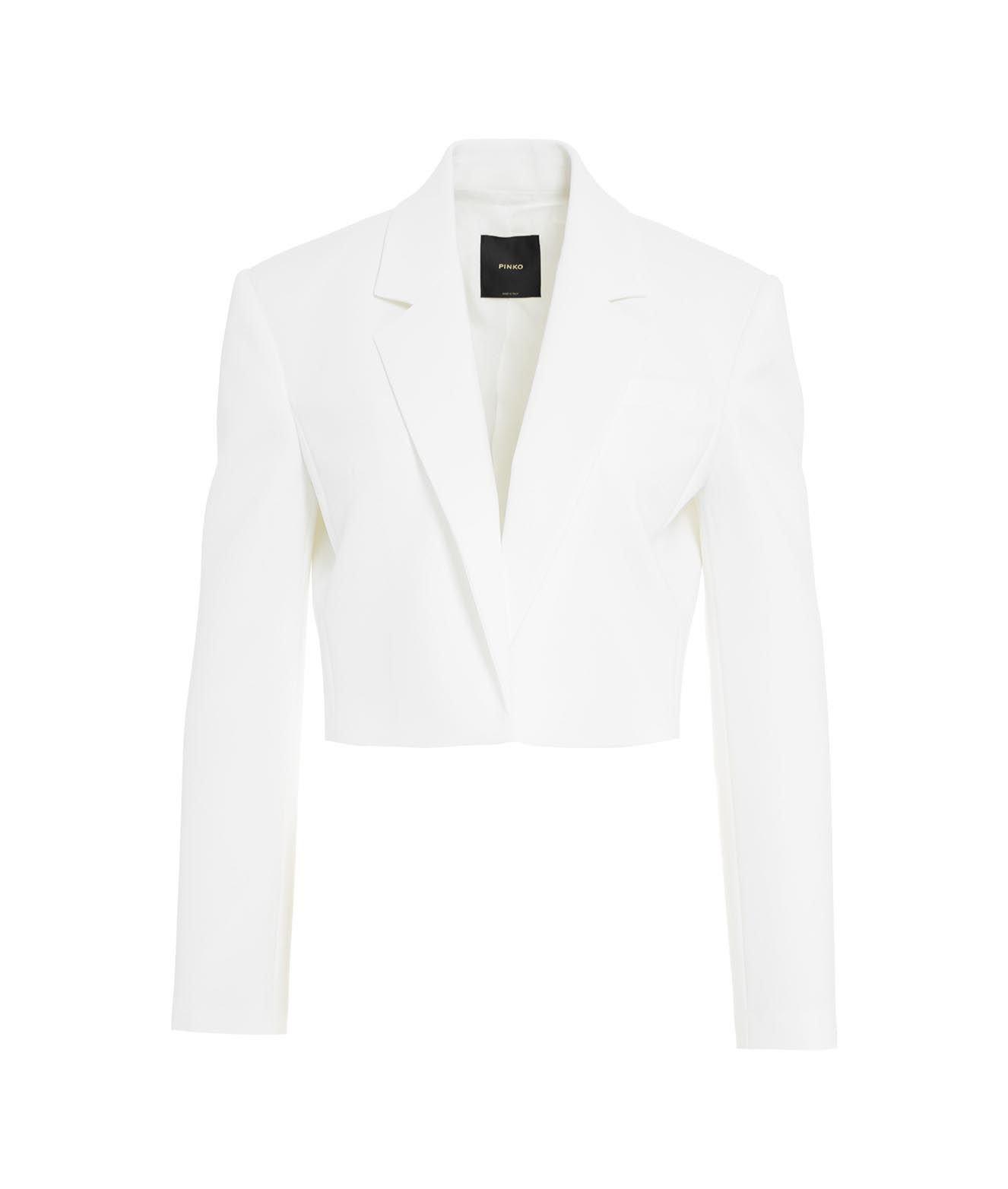 Shop Pinko Cropped Sleeved Blazer In White