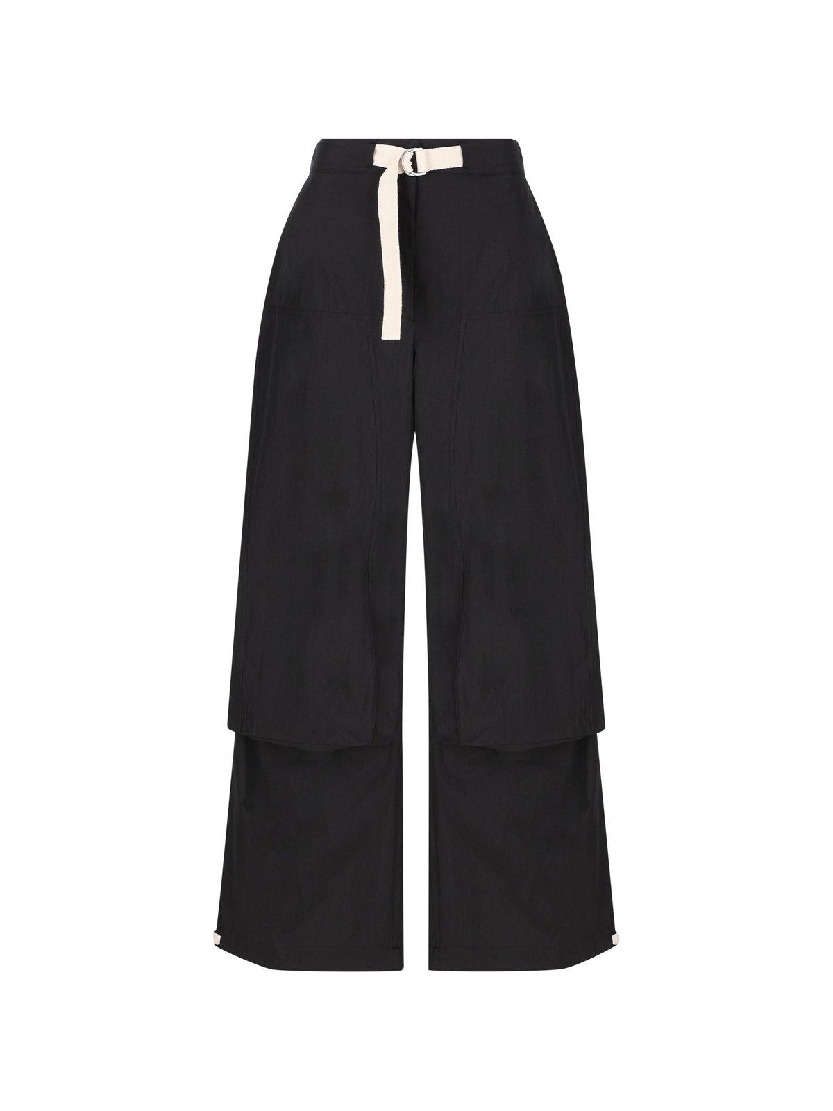 Shop Jil Sander Belted-waist Wide-leg Trousers In Black