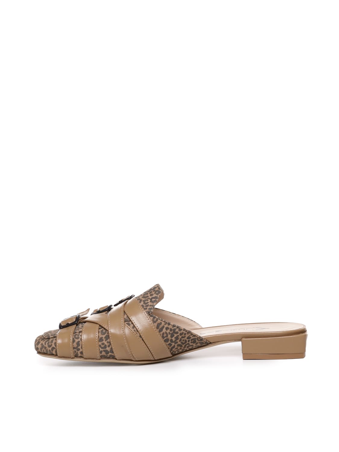 Alchimia Buckle-detail Leopard-print Mules In Brown