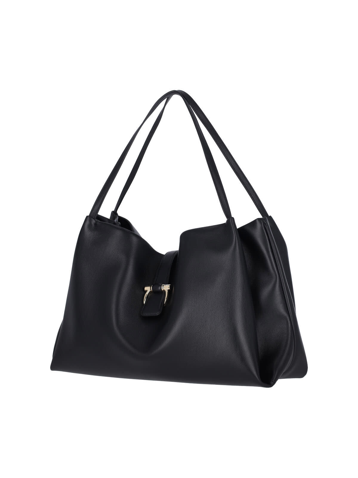 Shop Ferragamo Medium Tote Bag Gancini In Black