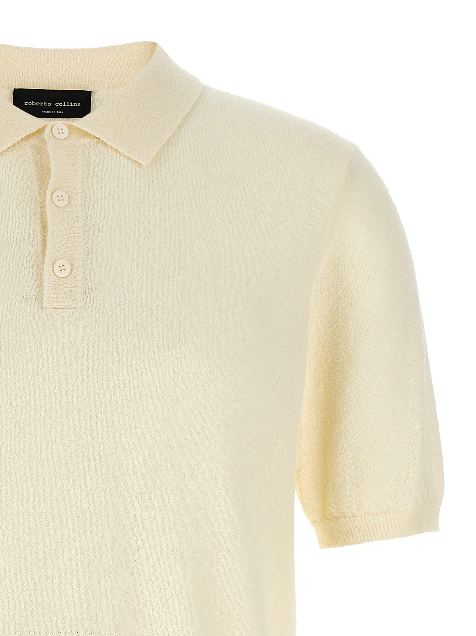 Roberto Collina Ribbed Collar Cotton Polo Shirt In White