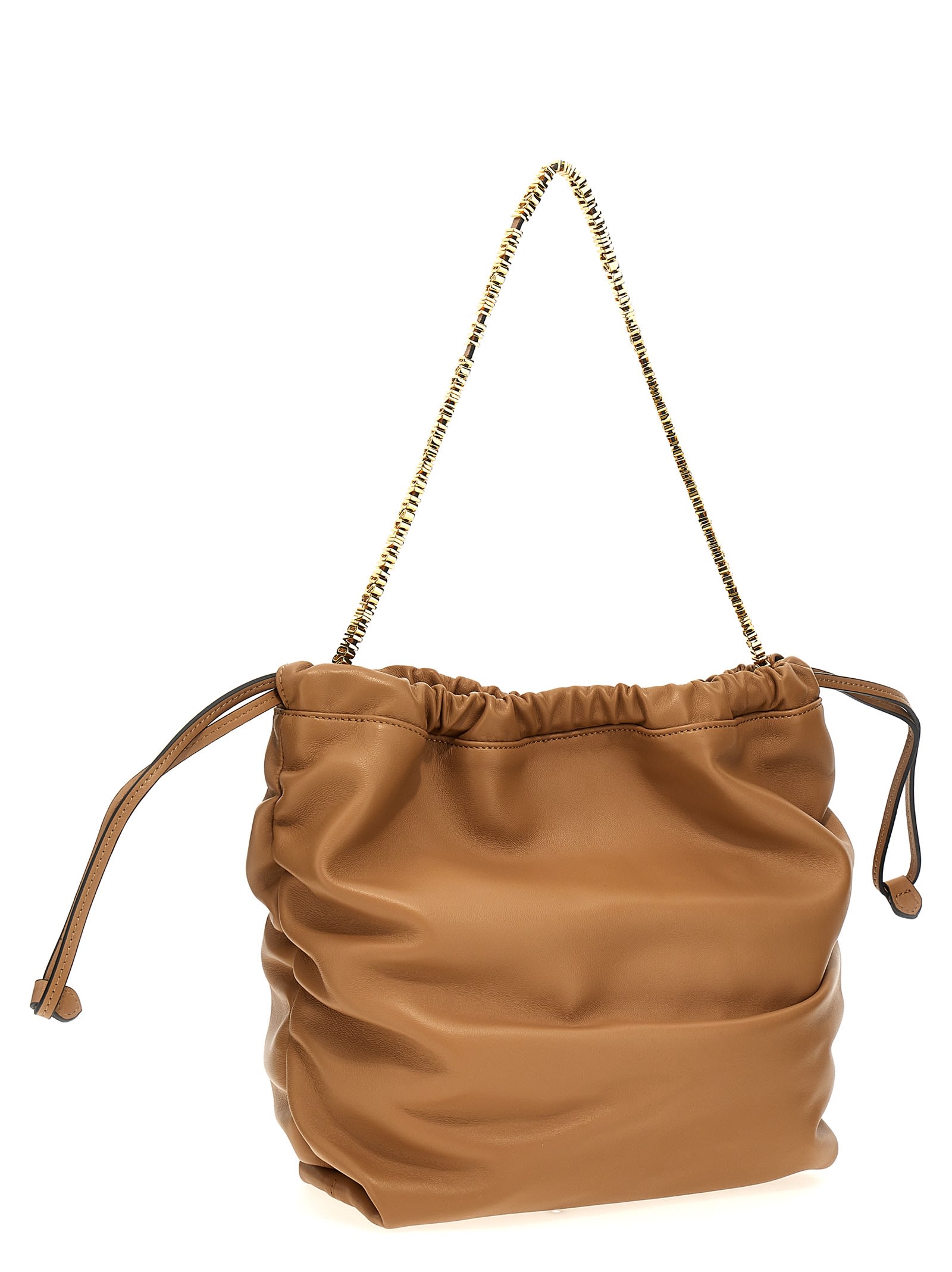 Shop Moschino Logo Shoulder Bag In Beige