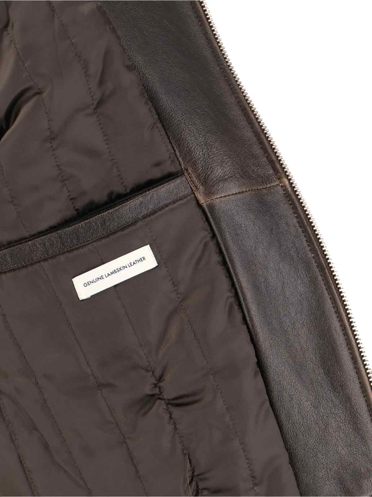 Dunst Lamb Leather Jacket In Brown