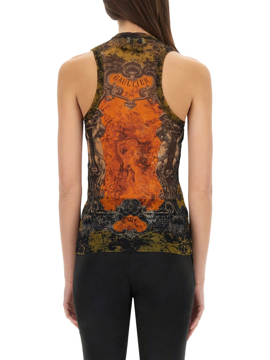 Jean Paul Gaultier Mesh Tank Top Printed Medaillon Woman Multicolor