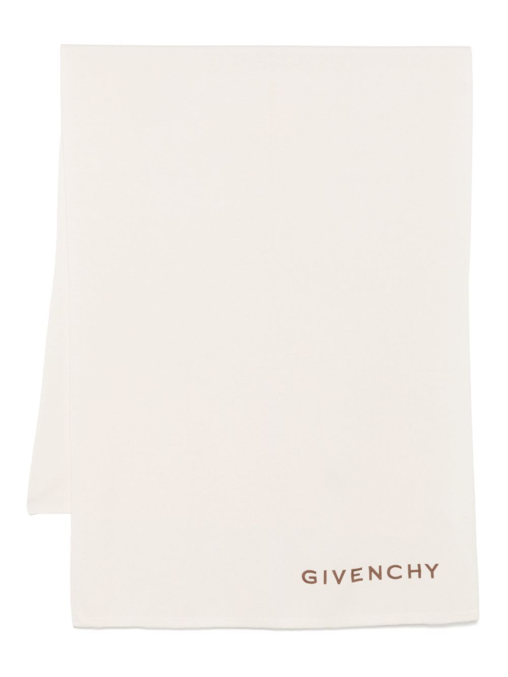 Shop Givenchy Scarf 4g Embrodery In Eggshell Embr Dark Grey