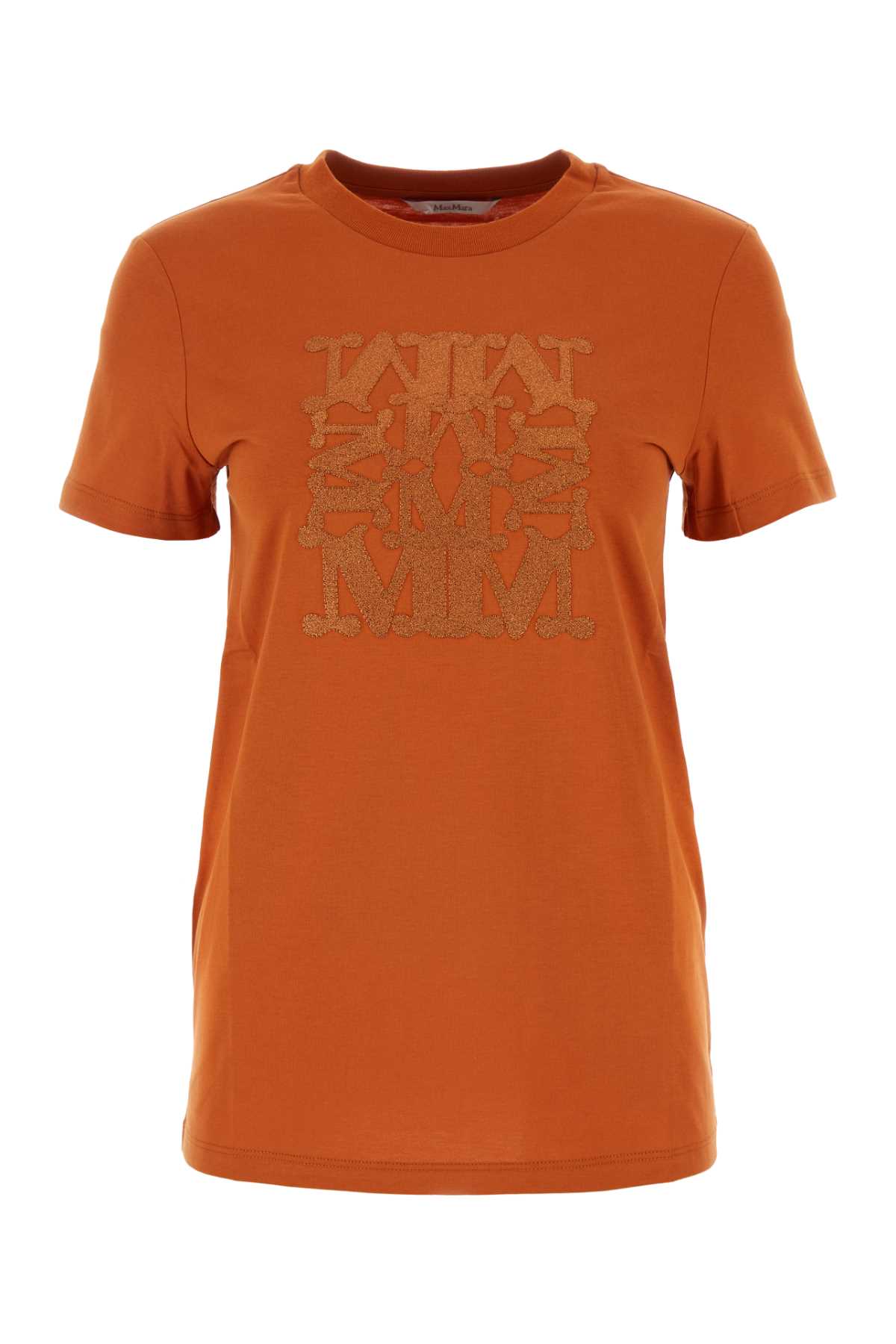 Shop Max Mara Dark Orange Cotton Taverna T-shirt In Terra