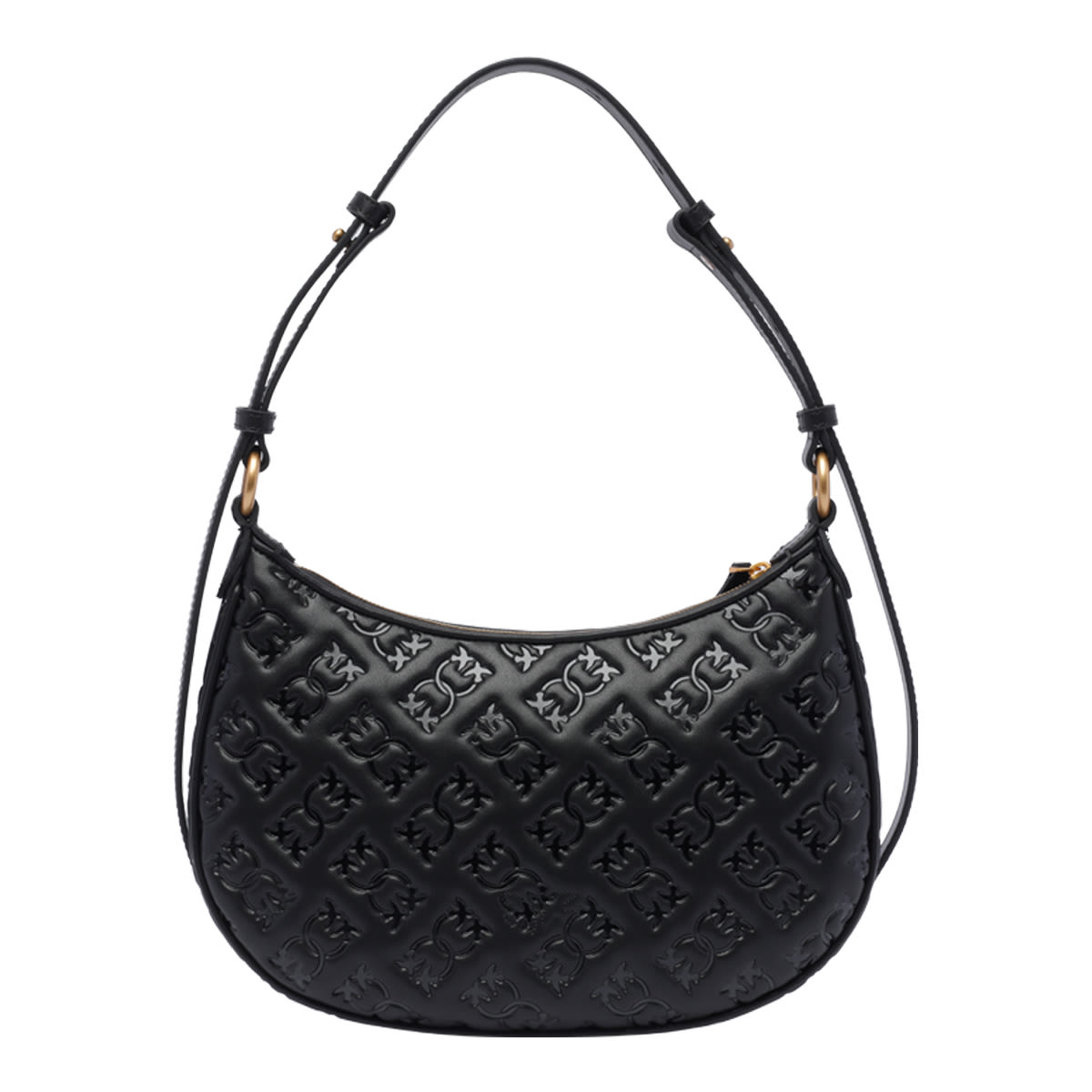 Shop Pinko Mini Half Moon Shoulder Bag In Black