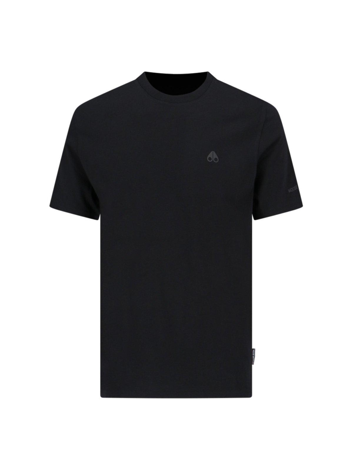 Shop Moose Knuckles Logo Detailed Crewneck T-shirt In Black