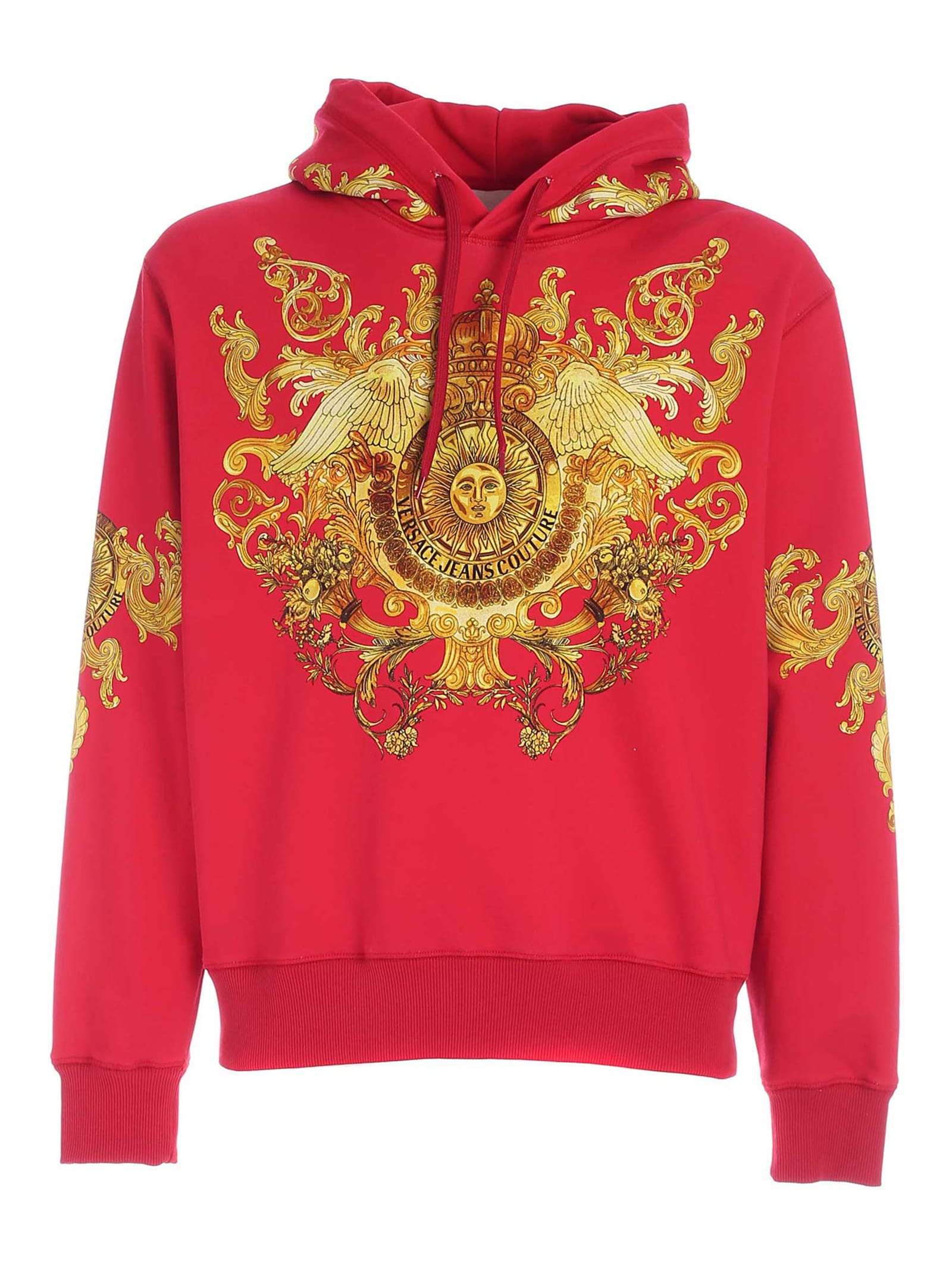VERSACE JEANS COUTURE ROCOCO PRINT SWEATSHIRT IN RED,B7GWA7F7S0276514