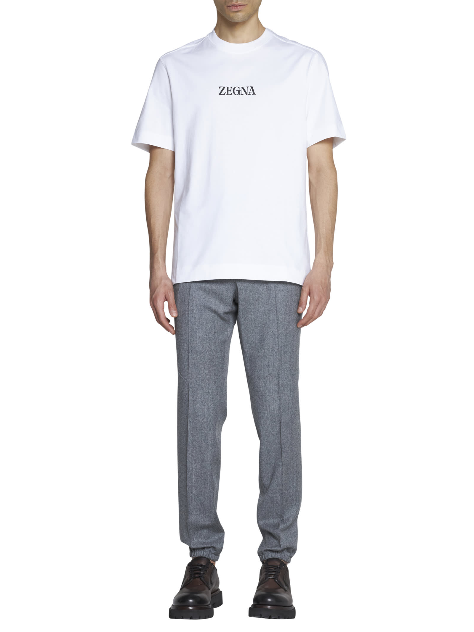 Shop Zegna T-shirt In Bianco Ottico Fantasia