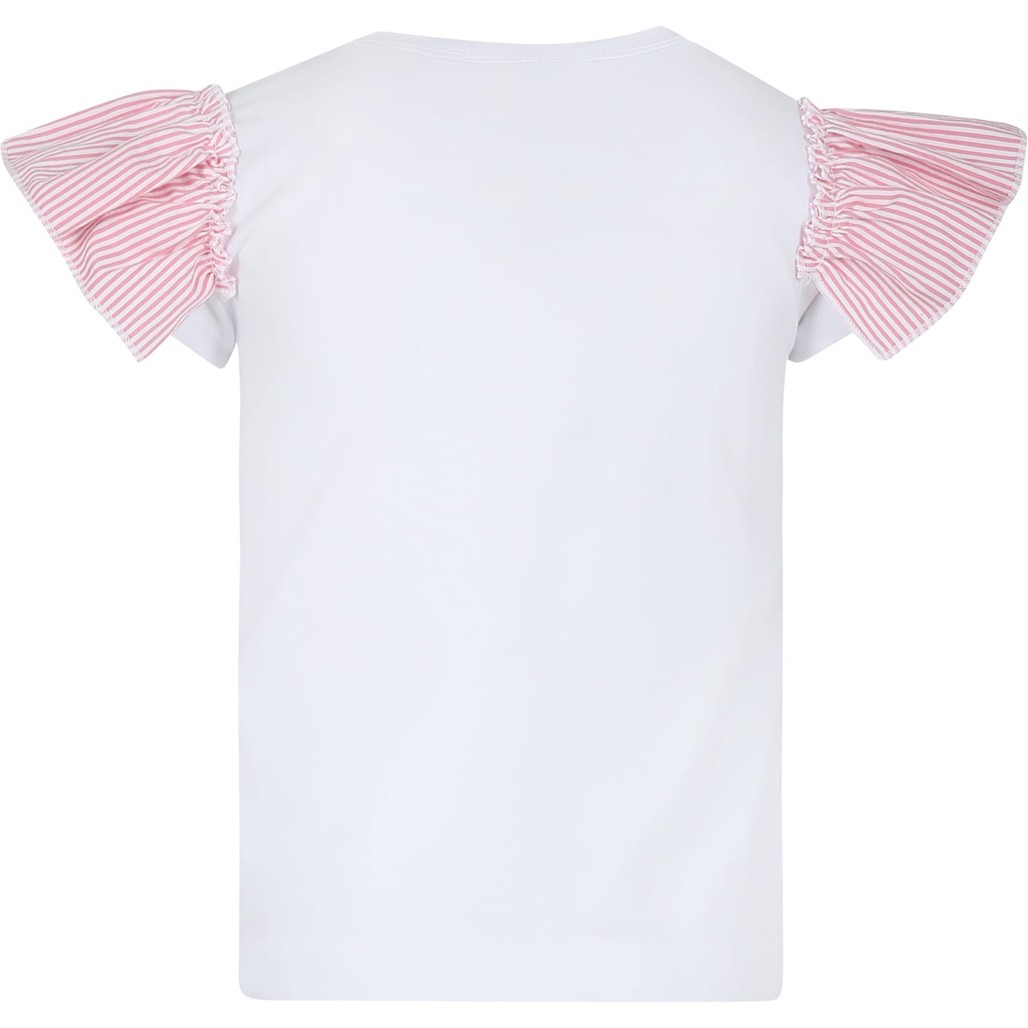 Shop Monnalisa White T-shirt For Girl With Pink Heart