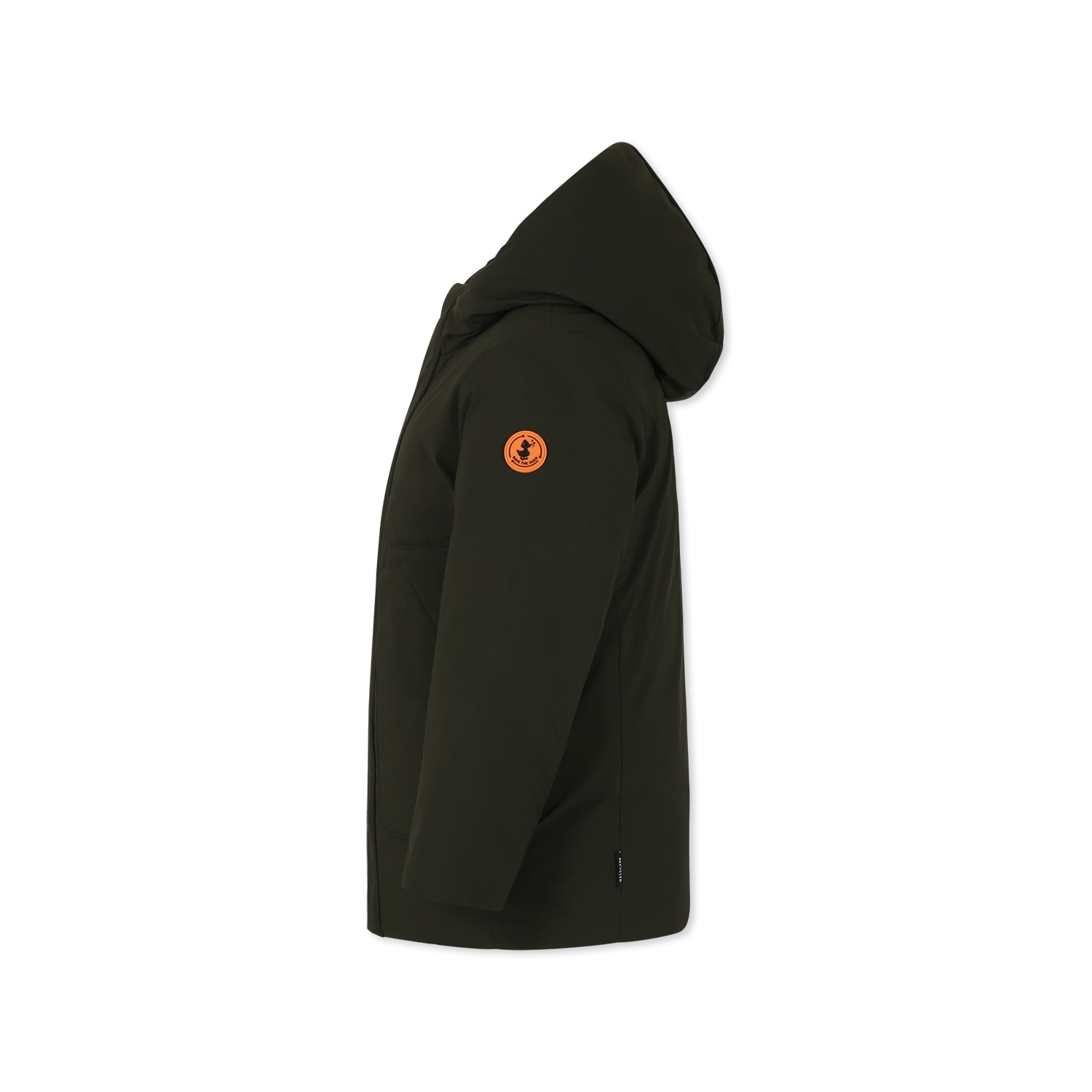 Save The Duck Black Down Jacket For Boy With Logo In Green