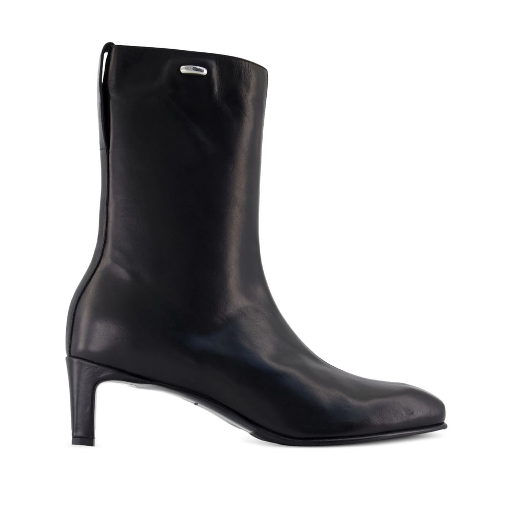 Our Legacy Sleek Black Leather-like Ankle Boot In Black