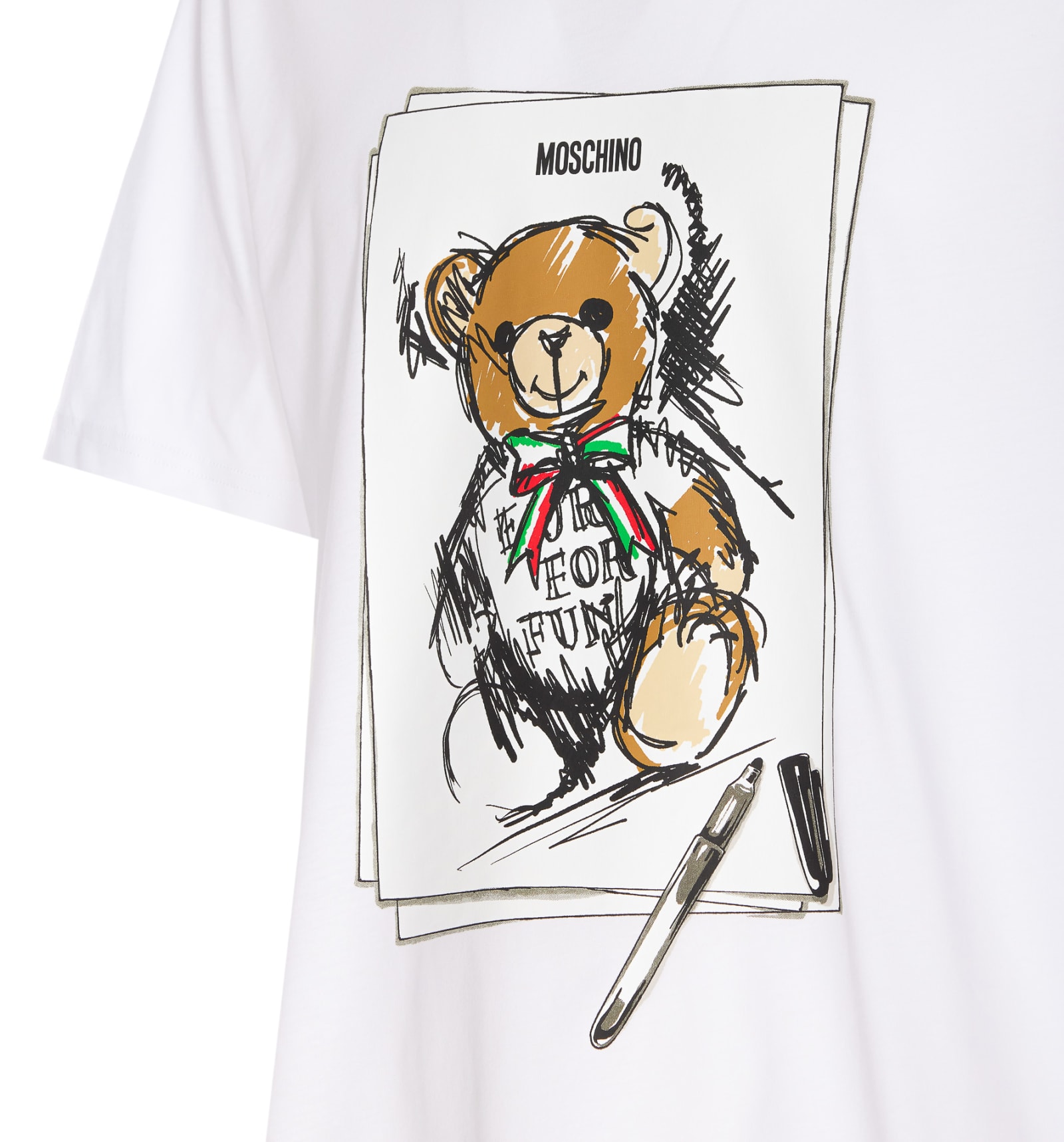 Shop Moschino Drawn Teddy Bear T-shirt In White