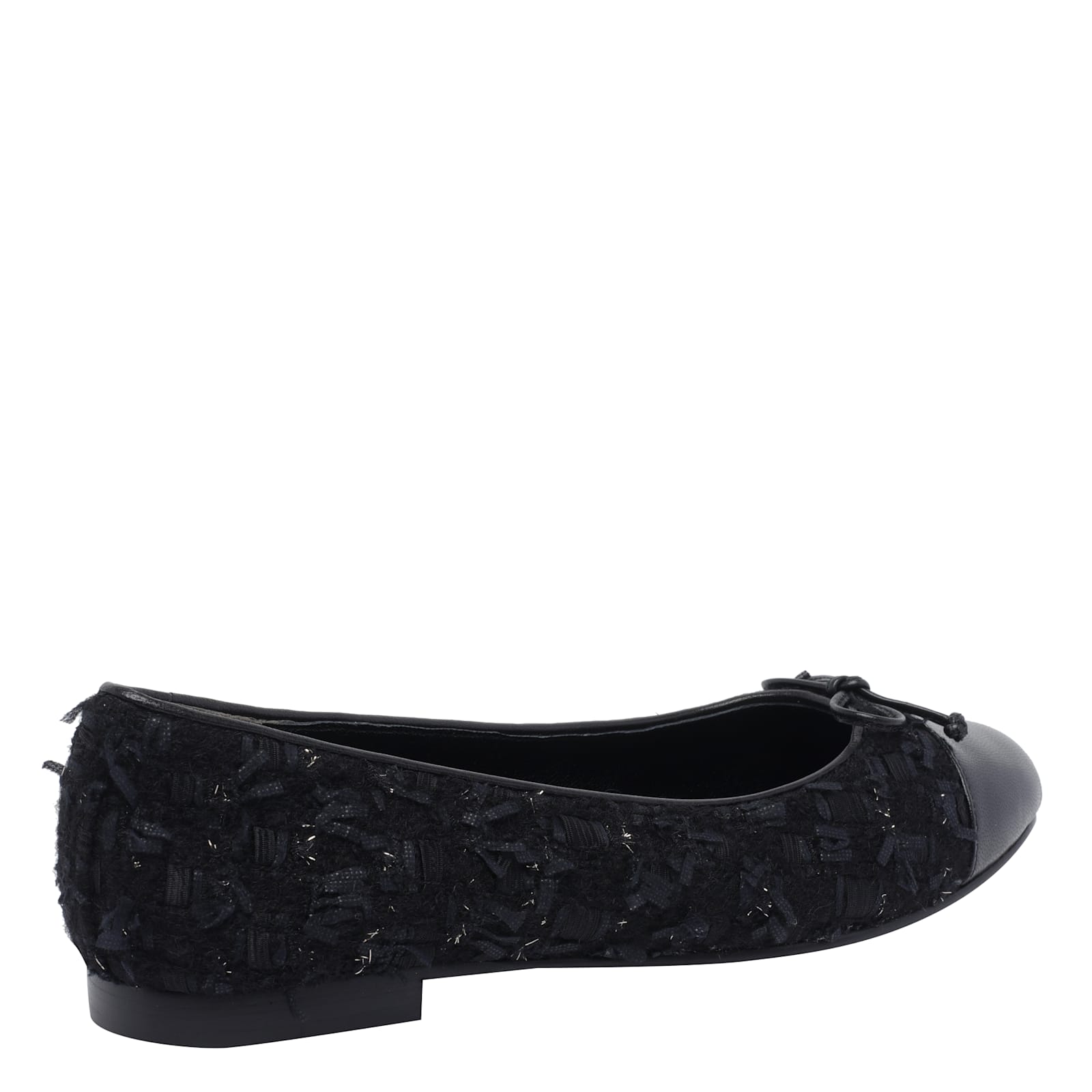 Tory Burch Round Toe Ballerina Shoes With Bow Detail In Black