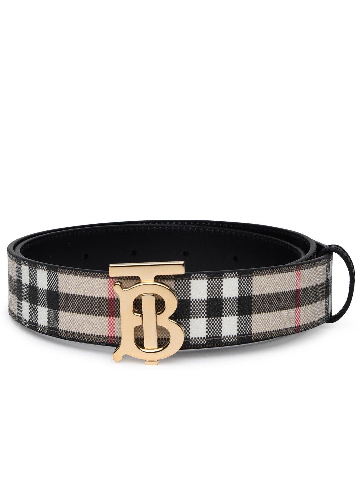 Burberry Tb Plaque Checked Buckle Belt