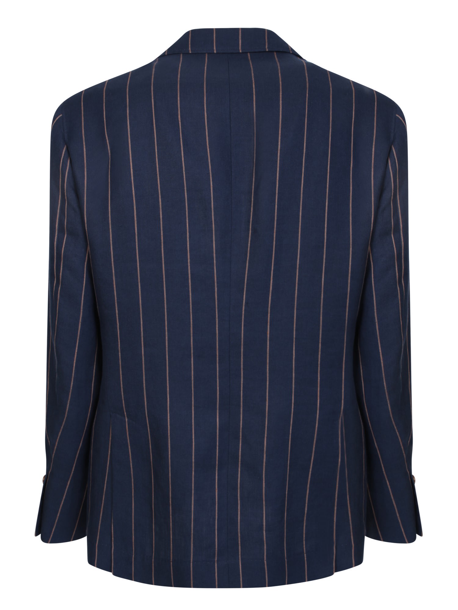 Shop Brunello Cucinelli Blue Pinstripe Tailored Jacket