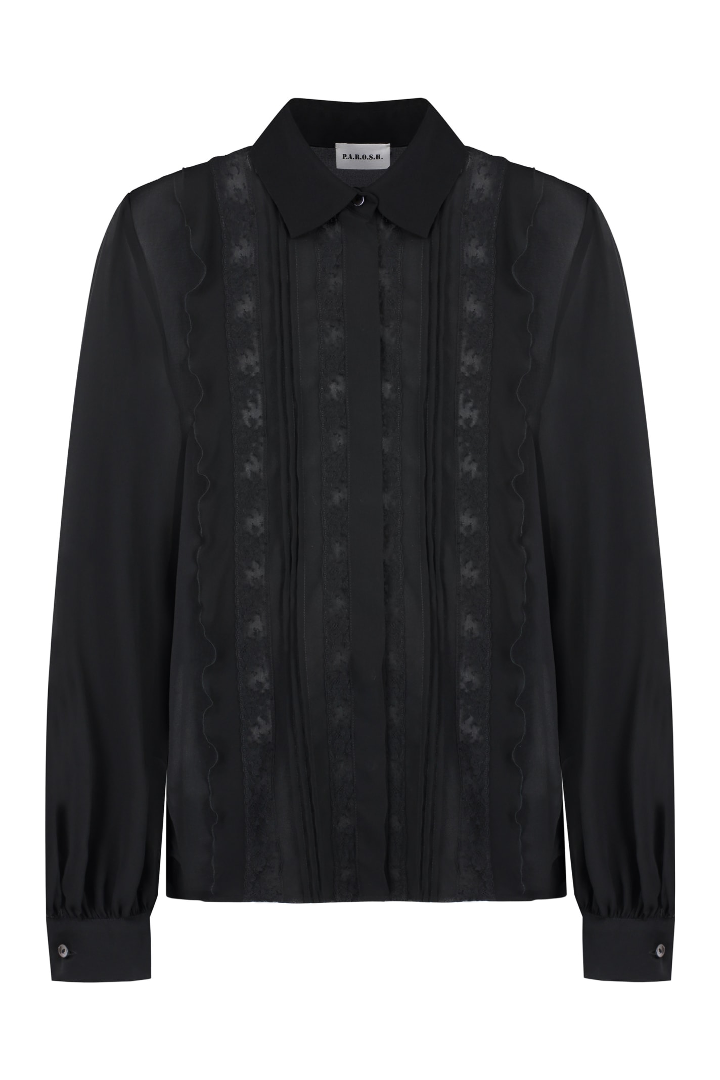 P.a.r.o.s.h Black Shirt With Lace Details In Black
