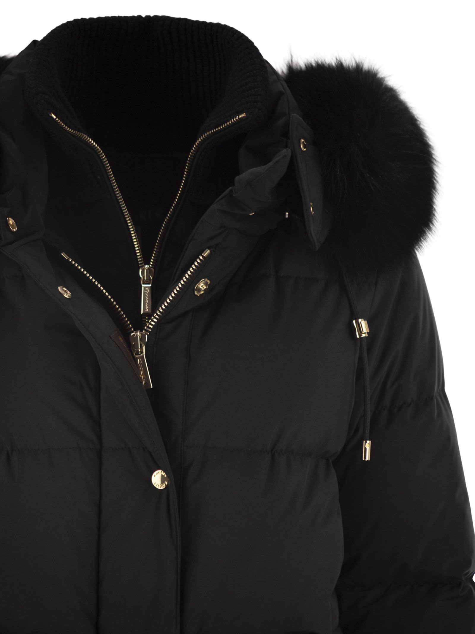 Moorer Quilted Jacket With Removable Fur Hood In Black