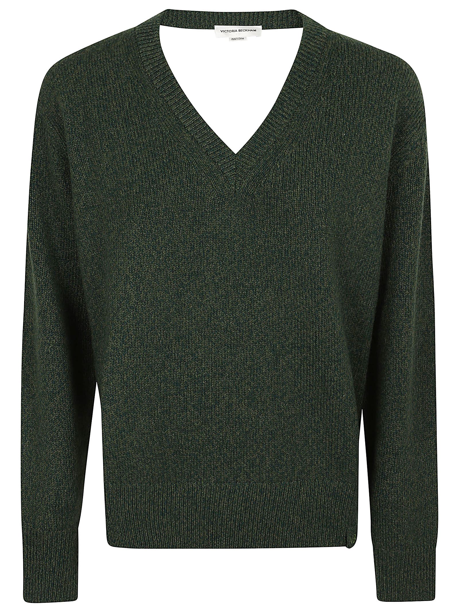 Shop Victoria Beckham Convertible V-neck Jumper In Spruce Green