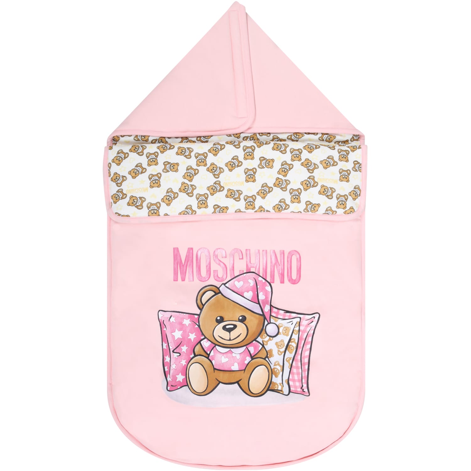 Moschino Pink Sleeping Bag For Baby Girl With Teddy Bears