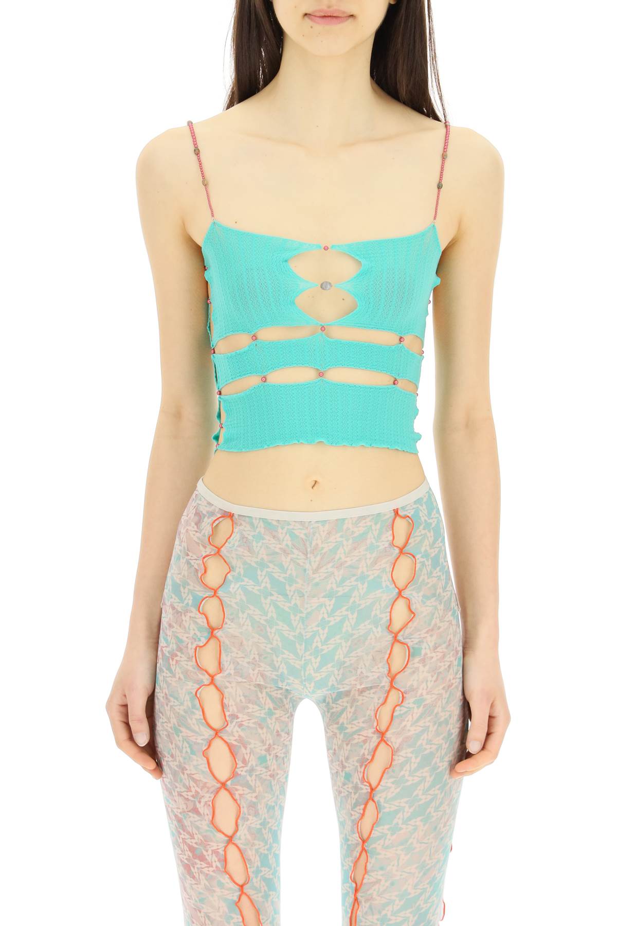 RUI KNIT CROP TOP WITH CUT-OUT AND BEADS