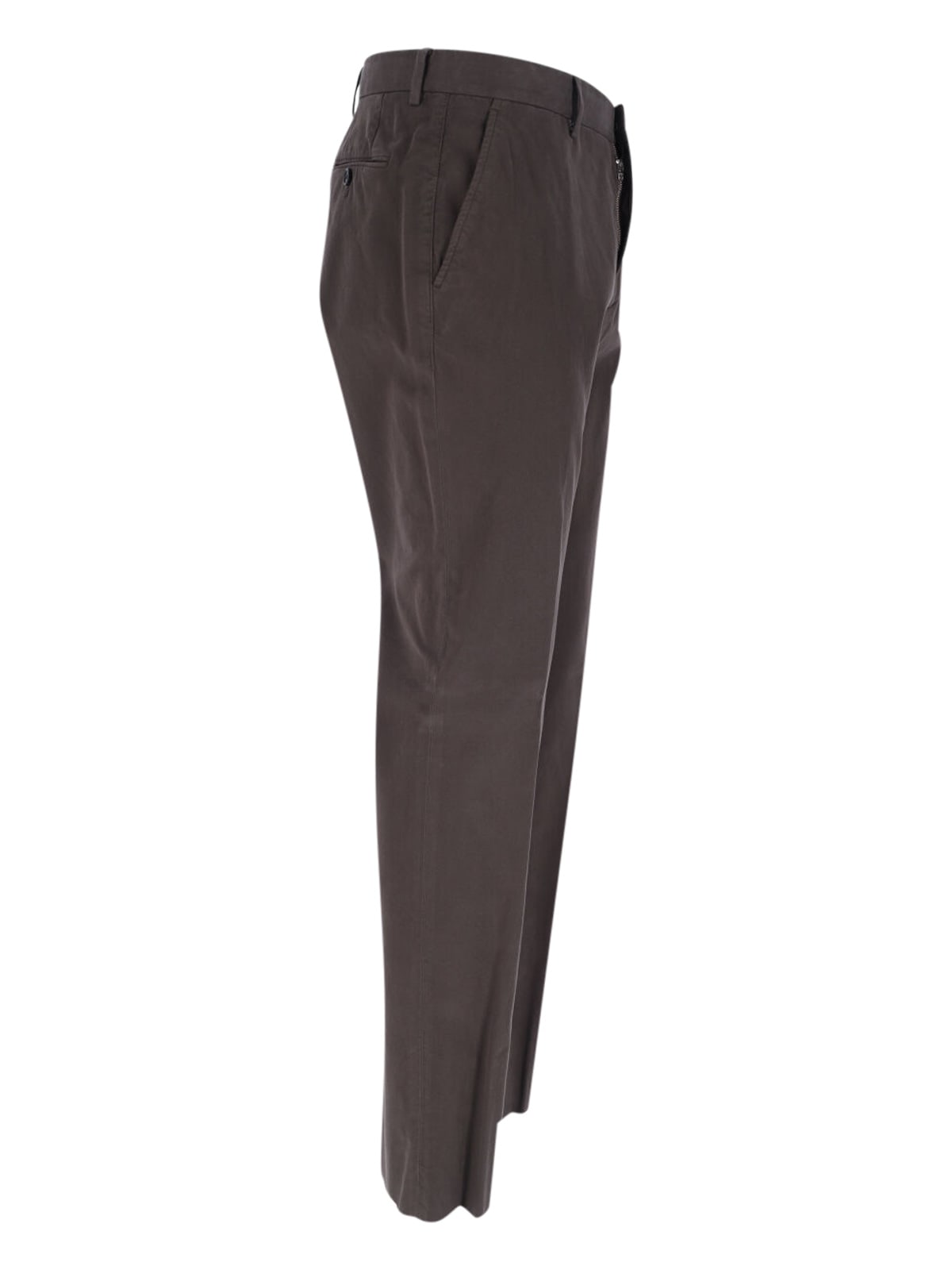 Zegna Straight-leg Brown Chinos With Hook And Zip Closure In Brown