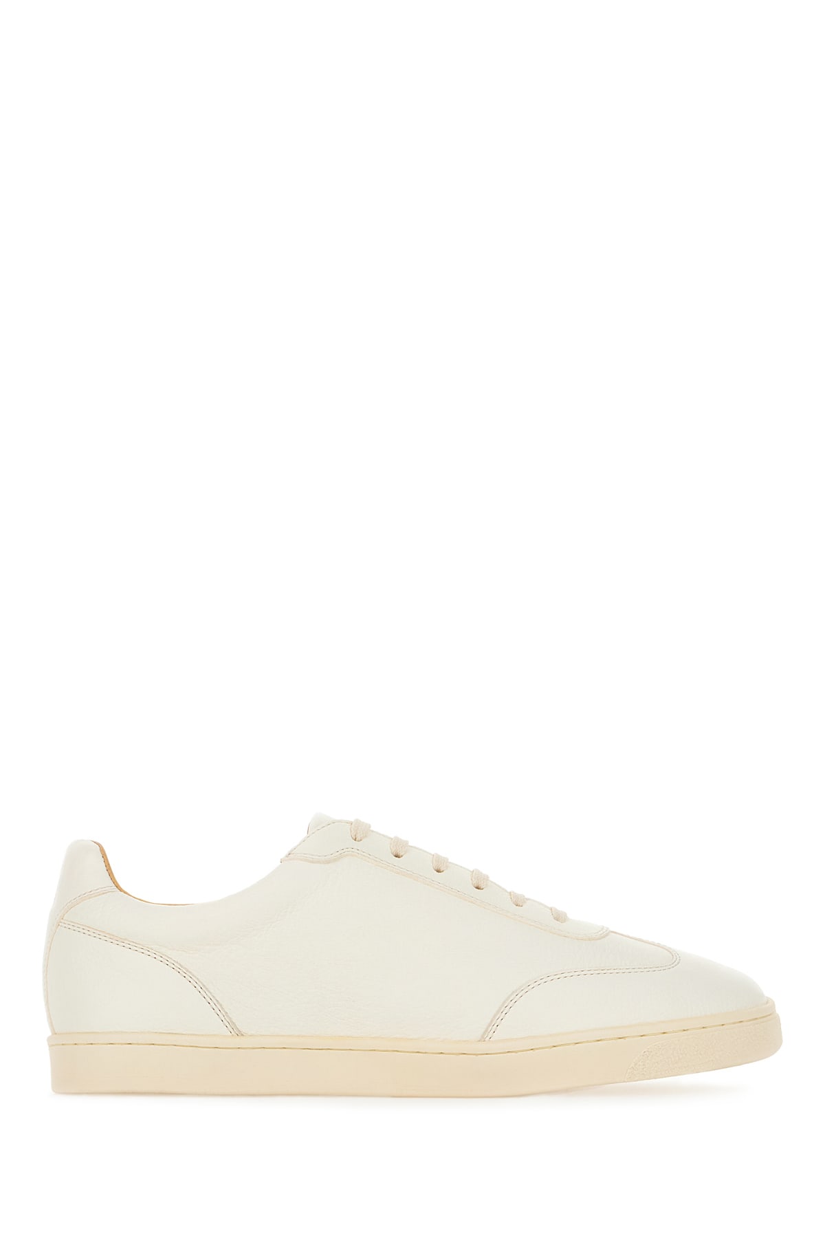 Shop Brunello Cucinelli Ivory Leather Sneakers In Bianco Ottico