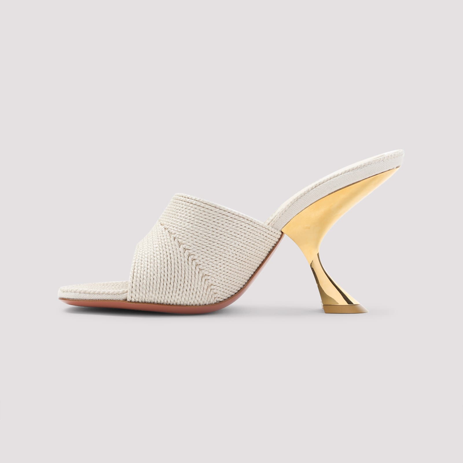 Amina Muaddi Taylor Woven 90 Slipper Sandals In Gold