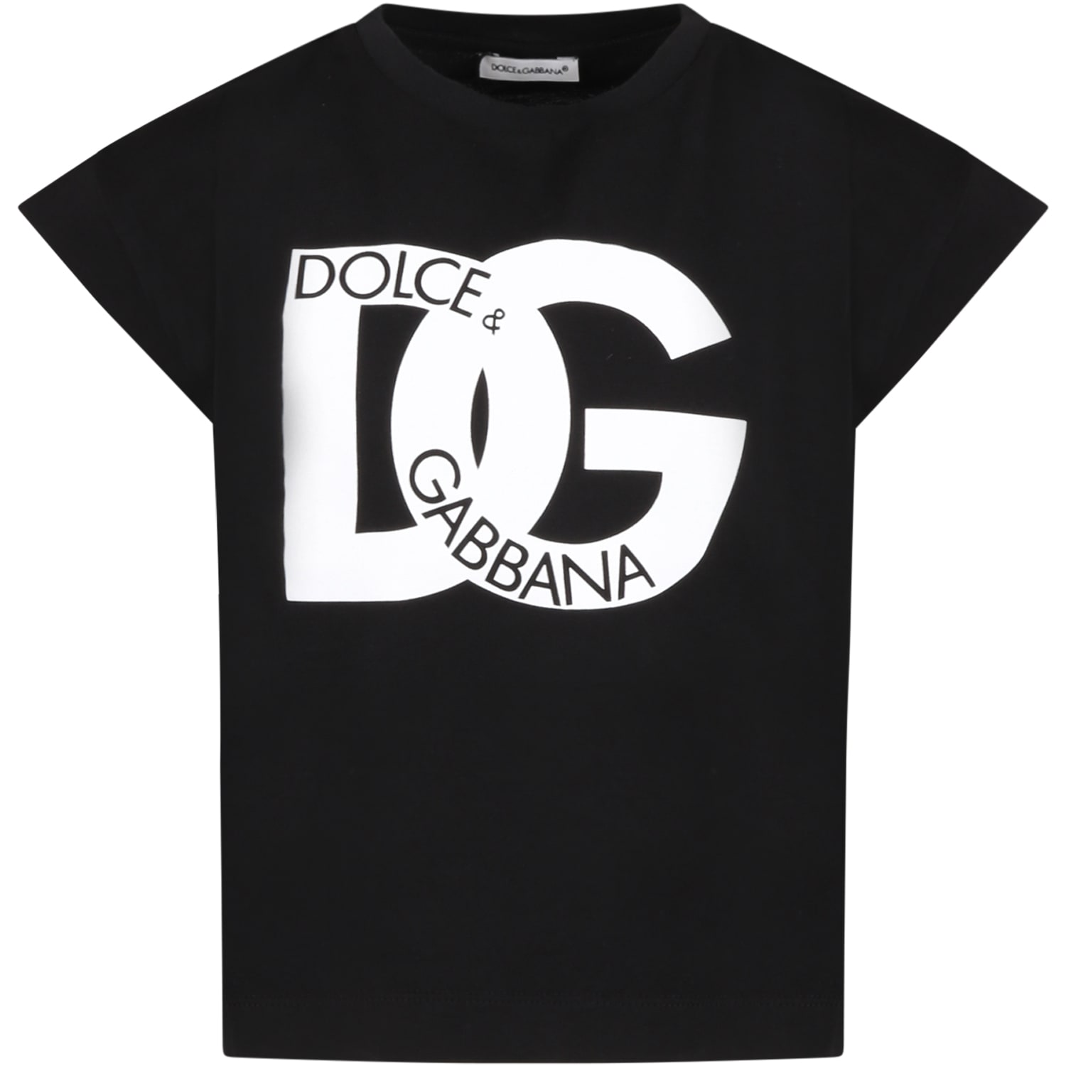 Dolce & Gabbana Black T-shirt For Girl With White Logo
