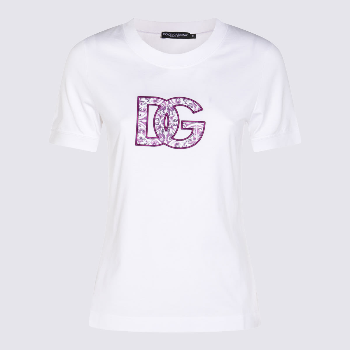 Dolce & Gabbana Jersey T-shirt With Lace Inlay In White