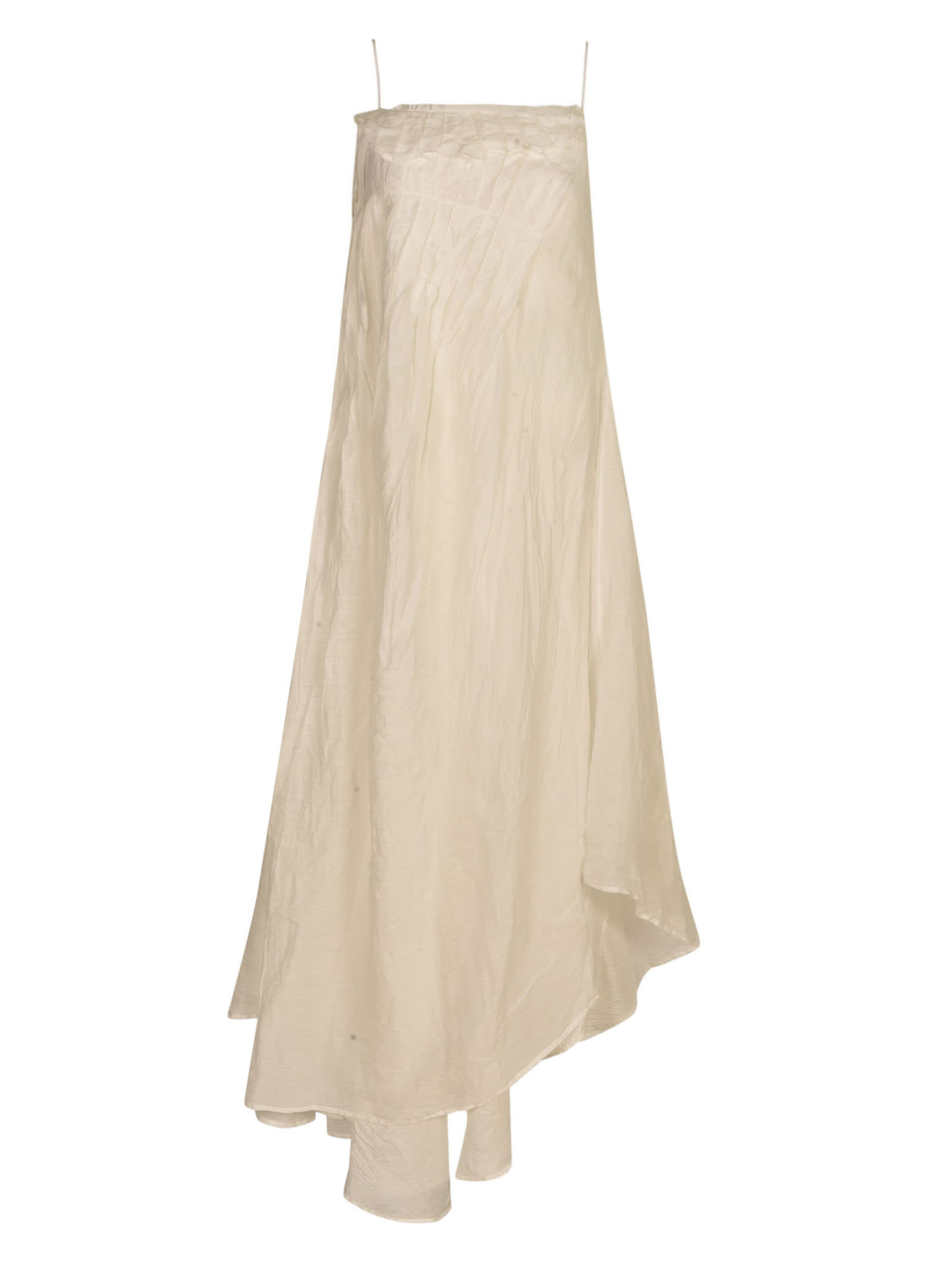 marc le bihan semi-pleat sleeveless long dress